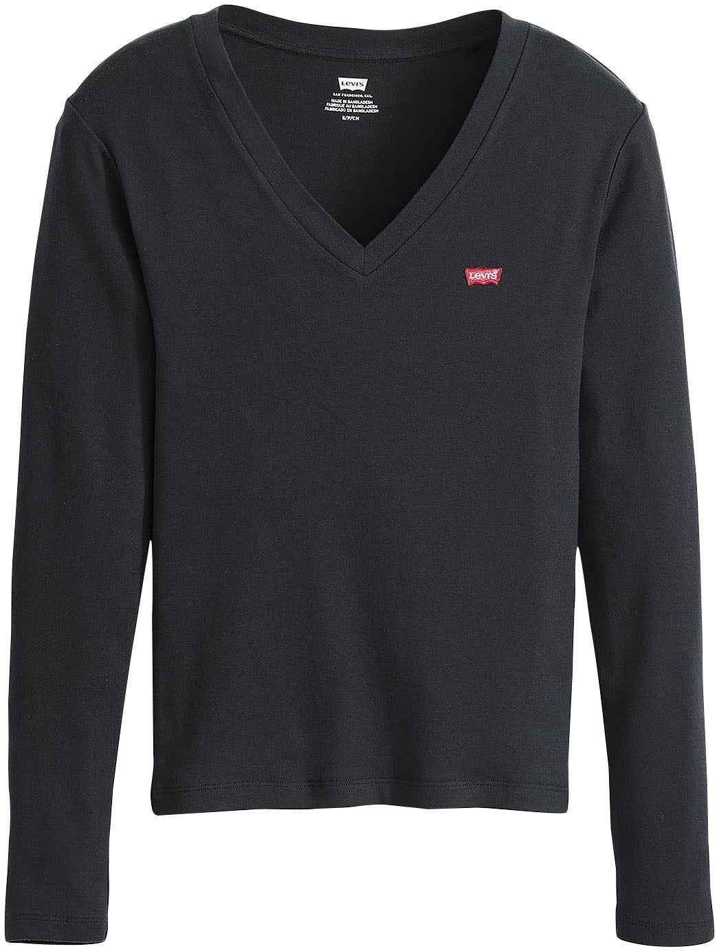 Levi's® Langarmshirt »ESSENTIAL HM LS VNECK«, mit Logo Stickerei