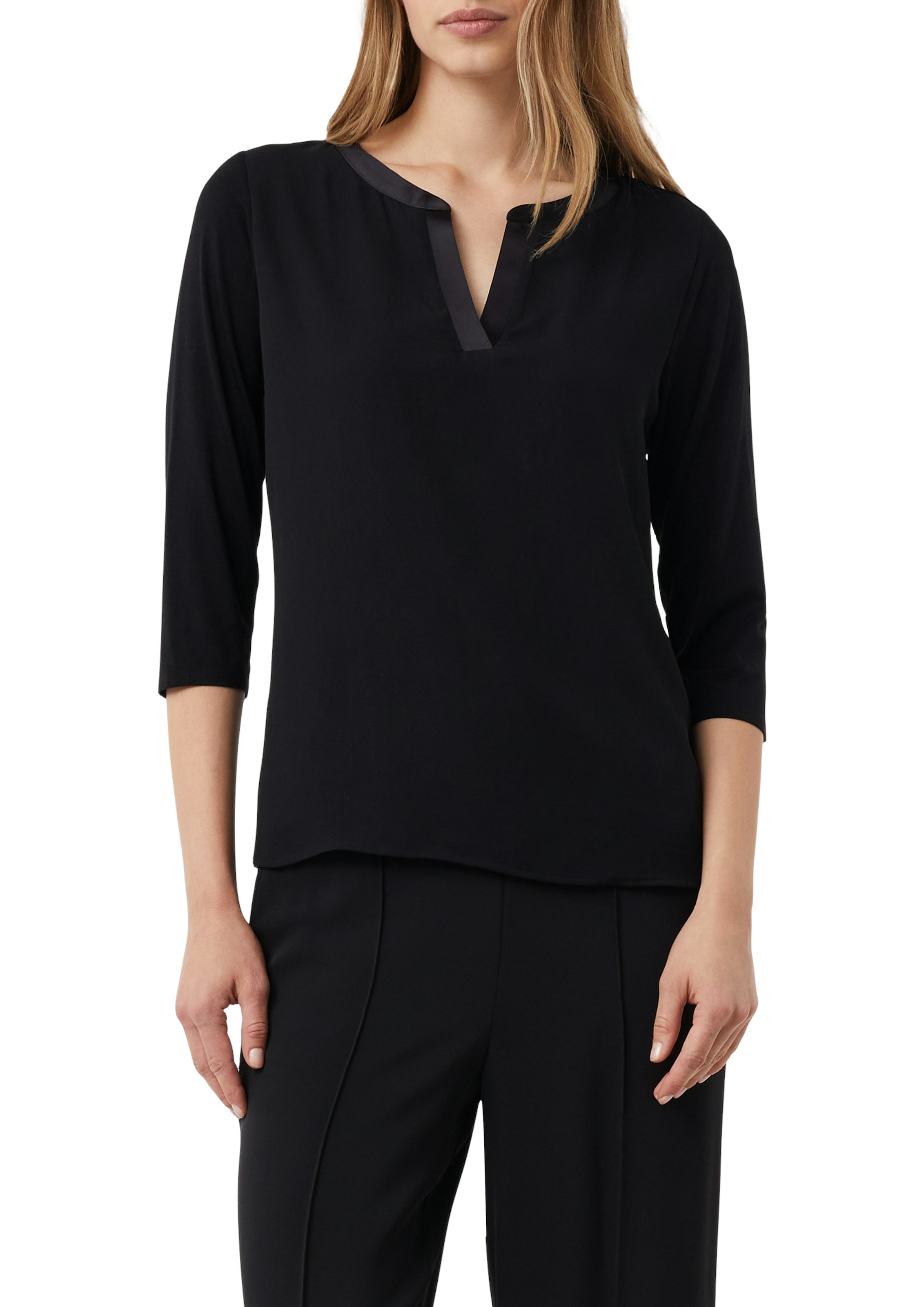 Comma 3/4-Arm-Shirt mit Satin-Blende