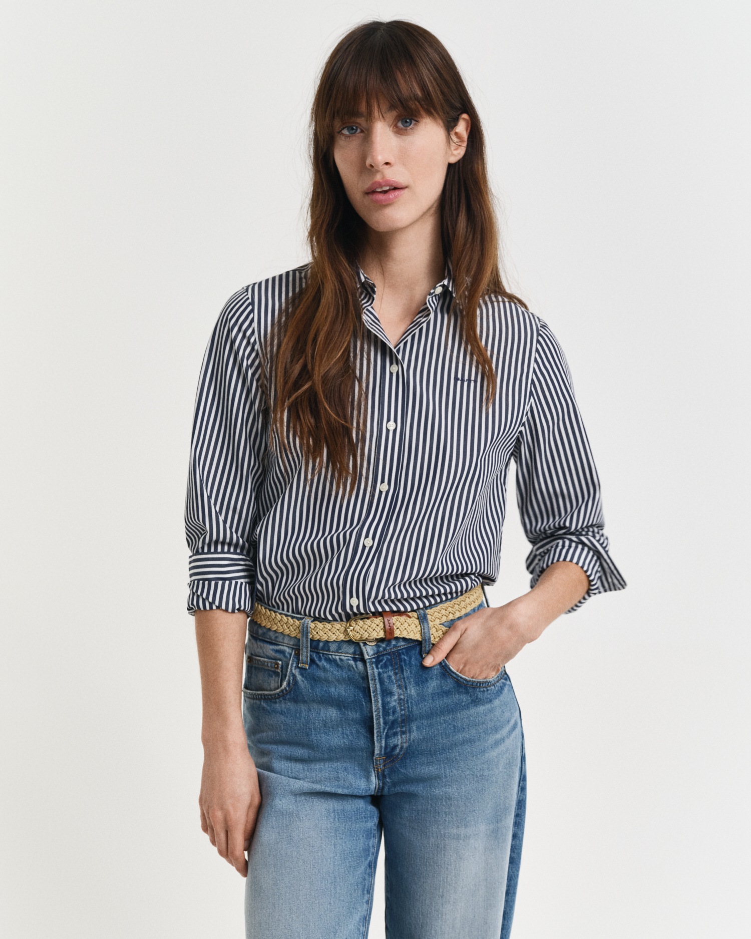 Gant Hemdbluse »REG POPLIN STRIPED SHIRT«, mit einer kleinen Logostickerei auf der Brust