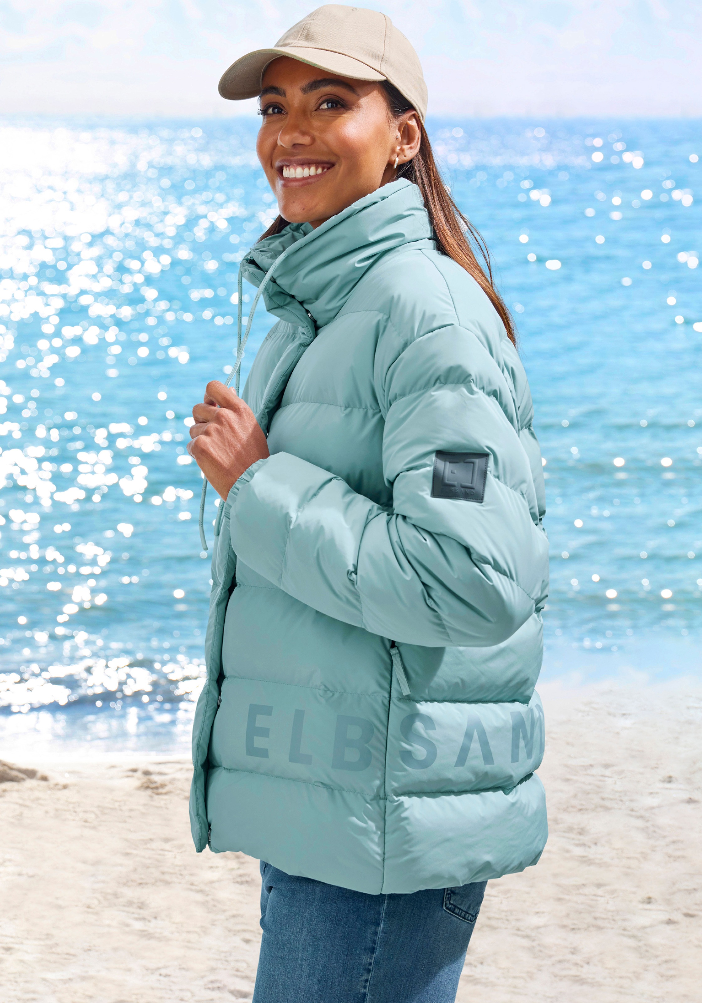 Elbsand Steppjacke mit grossem seitlichen Logo-Print