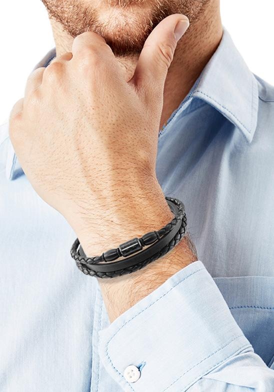 s.Oliver Lederarmband »2022637«, aus Edelstahl + Carbon online bestellen |  Jelmoli-Versand | Edelstahlketten