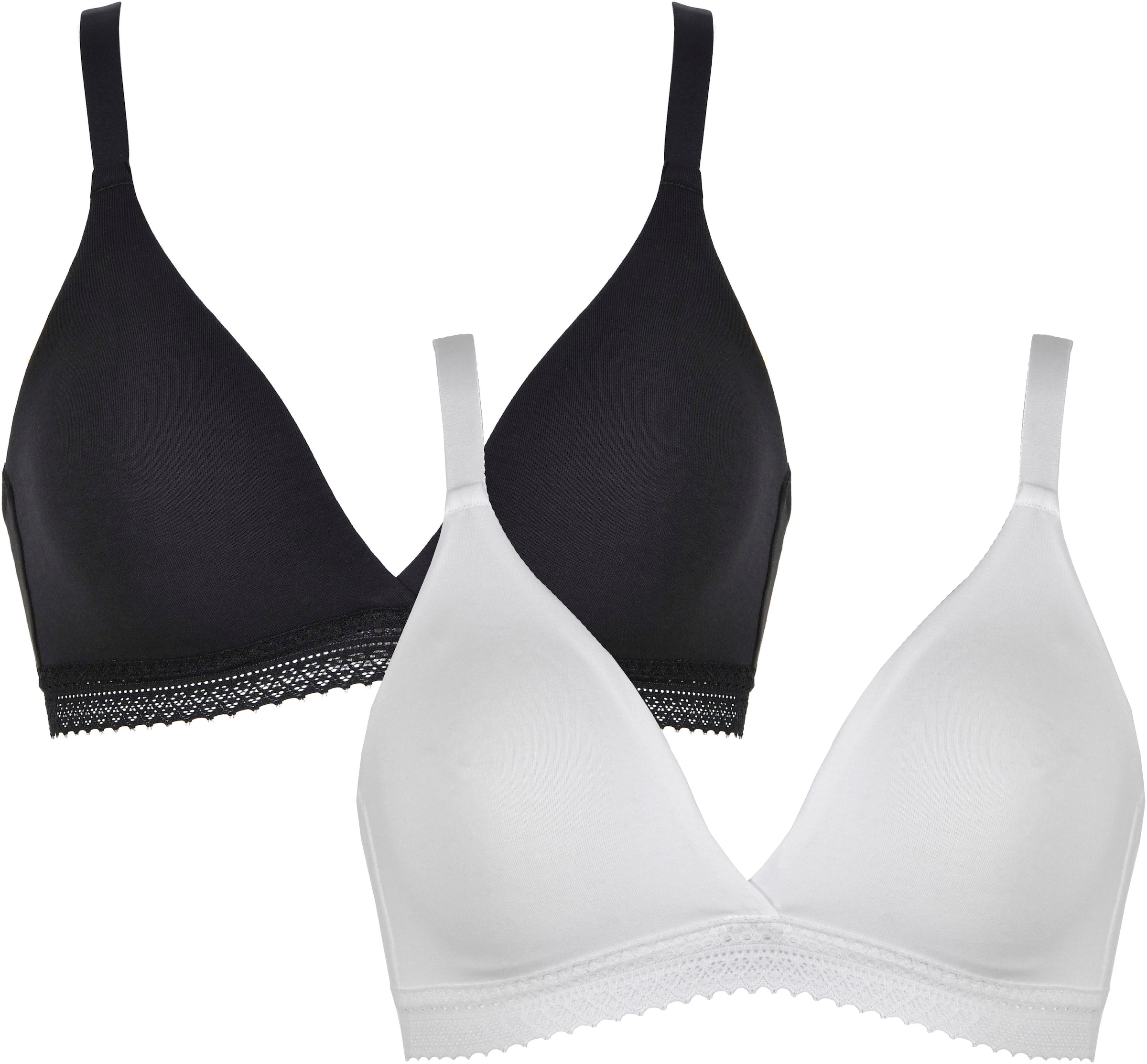 Naturana Soft-BH 2er Pack, feminin, basic, bequem, verstellbare Träger, ohne Bügel, Baumwollmix