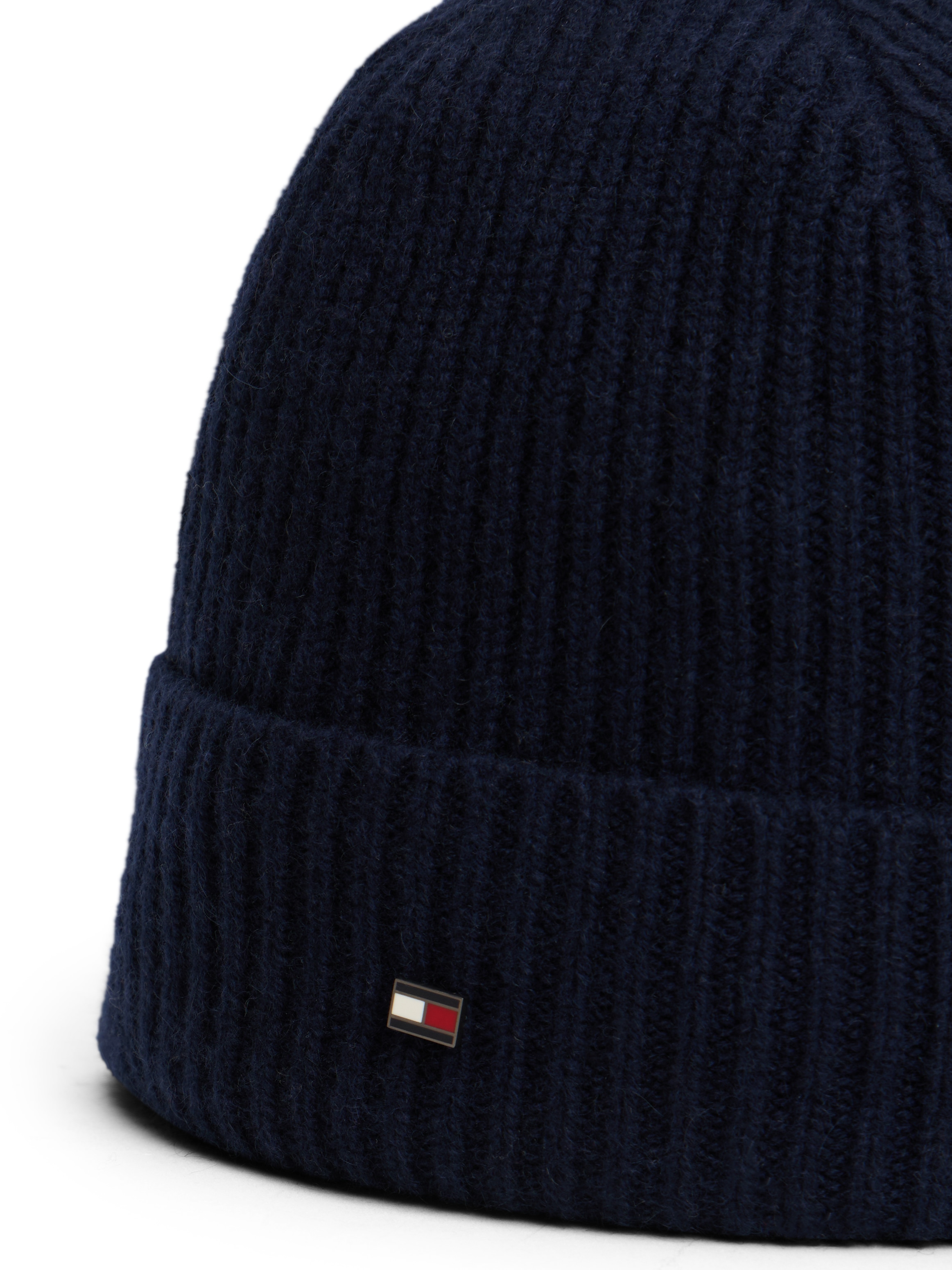 Tommy Hilfiger Beanie »TH FLAG CASHMERE«, mit Umschlag, aus Strick