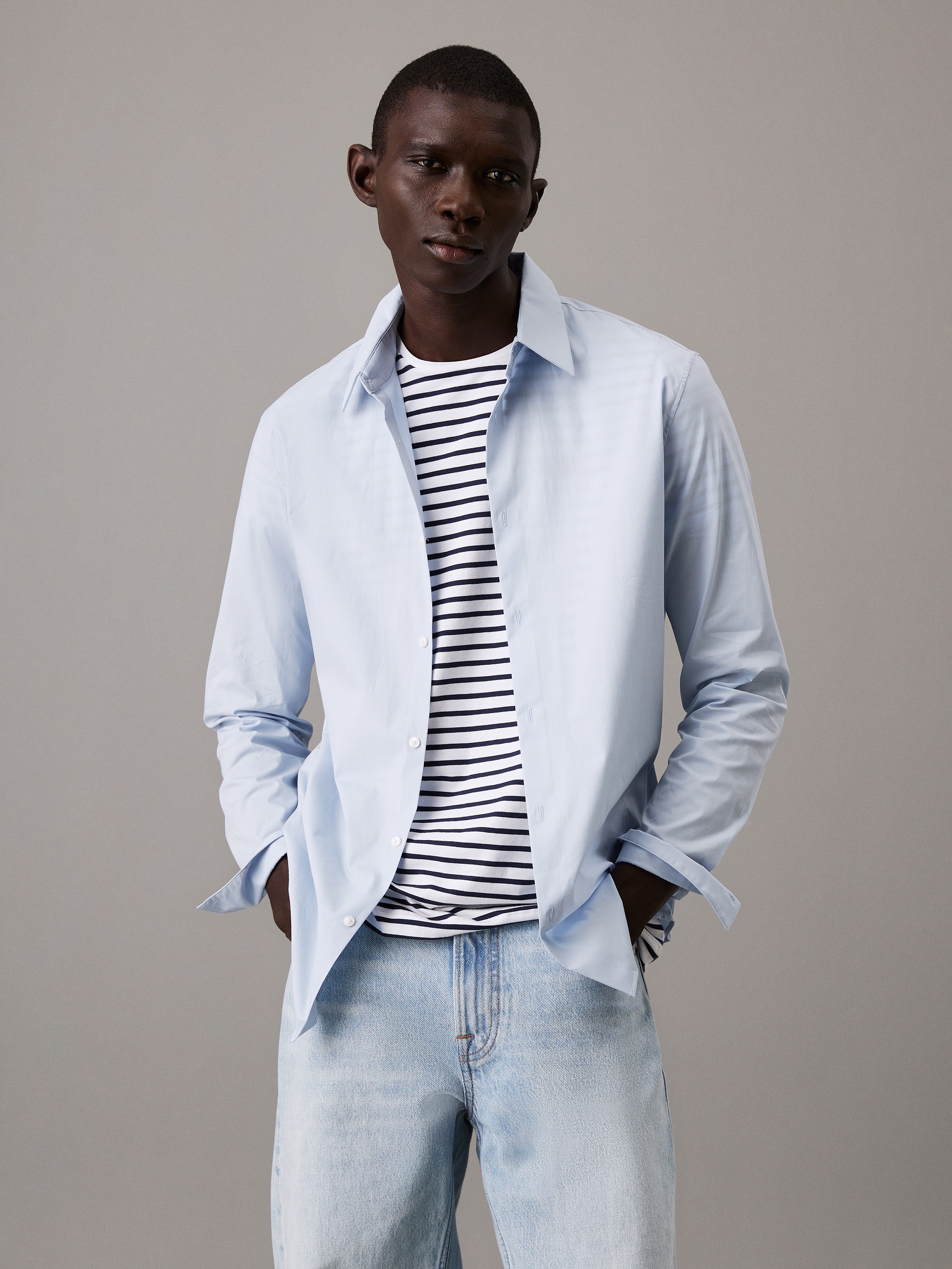 Calvin Klein Langarmhemd »LONG SLEEVE SOLID STRETCH SLIM SHIRT« slim fit, in Unifarbe