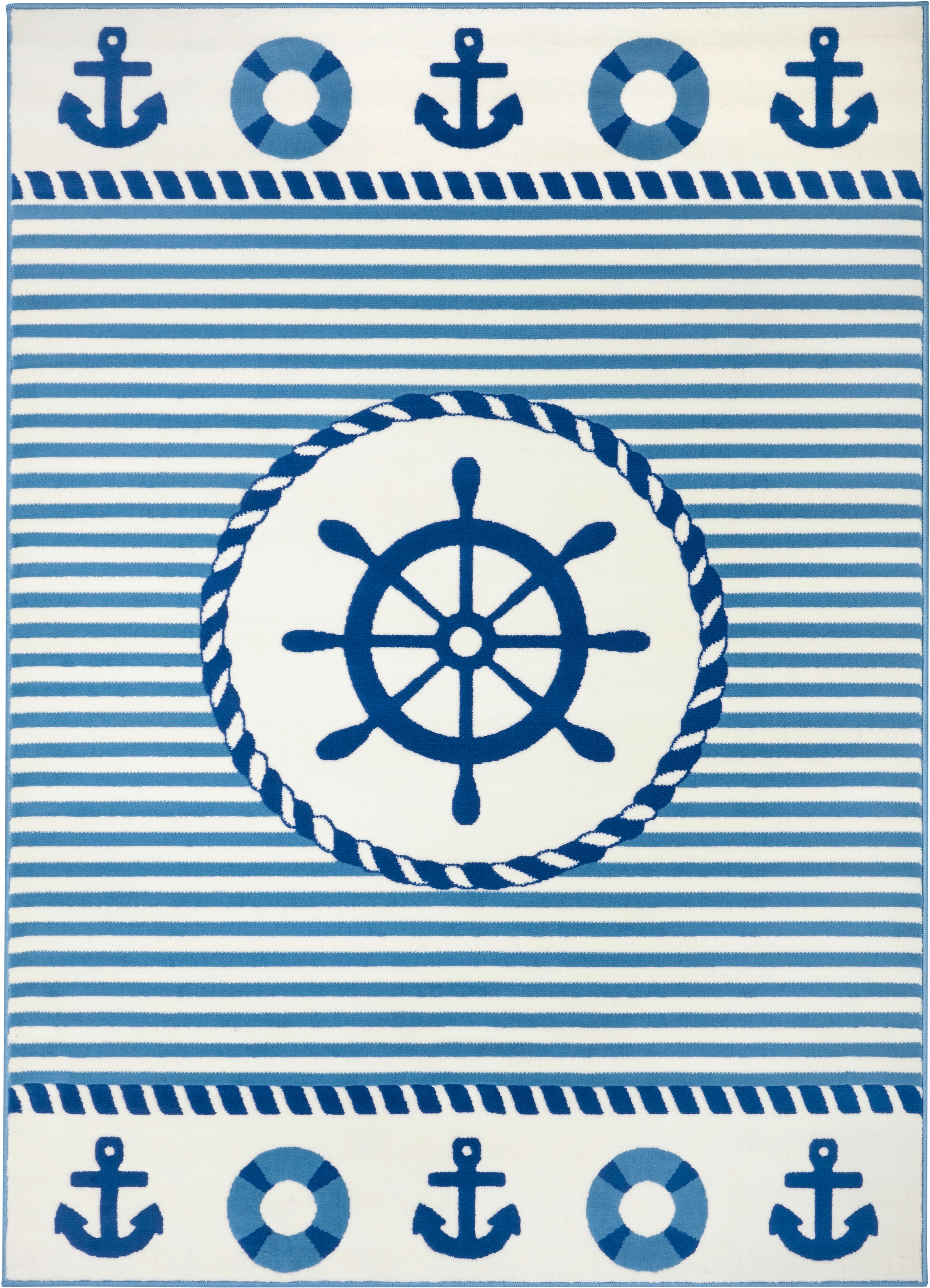 HANSE Home Kinderteppich »Sail Away«, rechteckig, Steuerrad, Anker, Rettungsring Motiv, Kurzflor