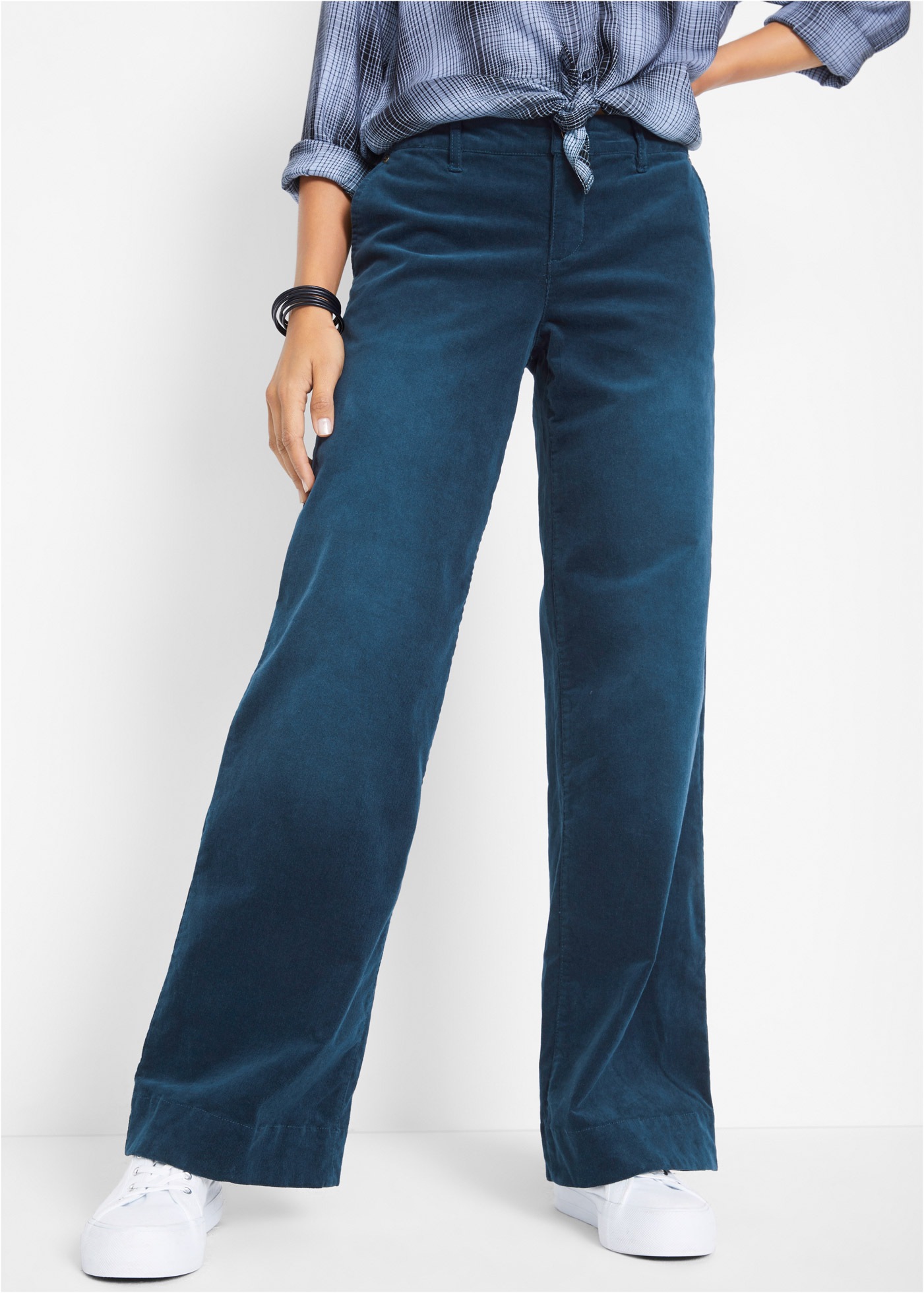bonprix Cordhose »Stretch-Cordhose, Wide« mit ausgestelltem Bein und leichter used Optik