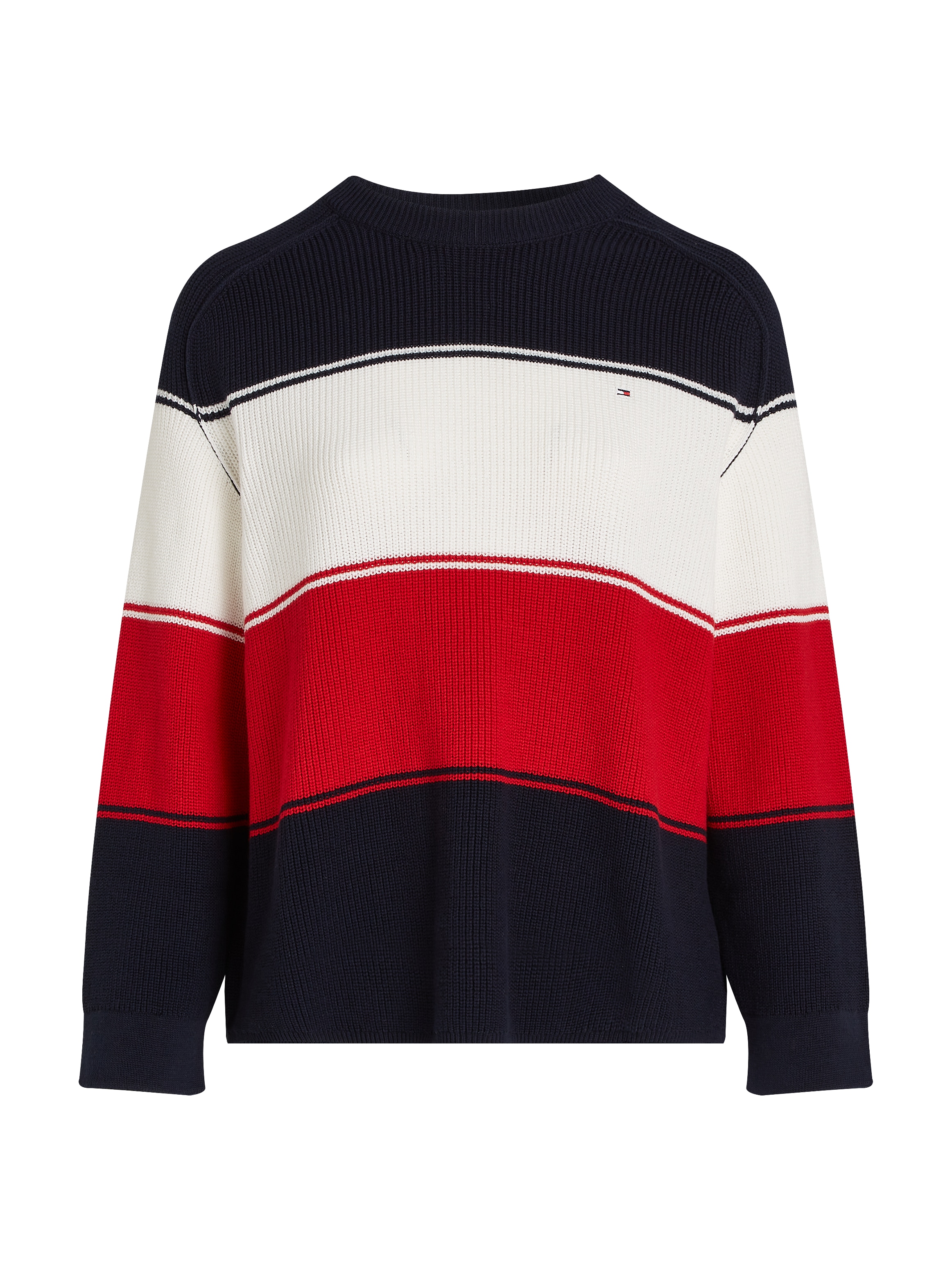 Tommy Hilfiger Curve Rundhalspullover »CRV CO CARDI STITCH C-NK SWT«, Grosse Grössen