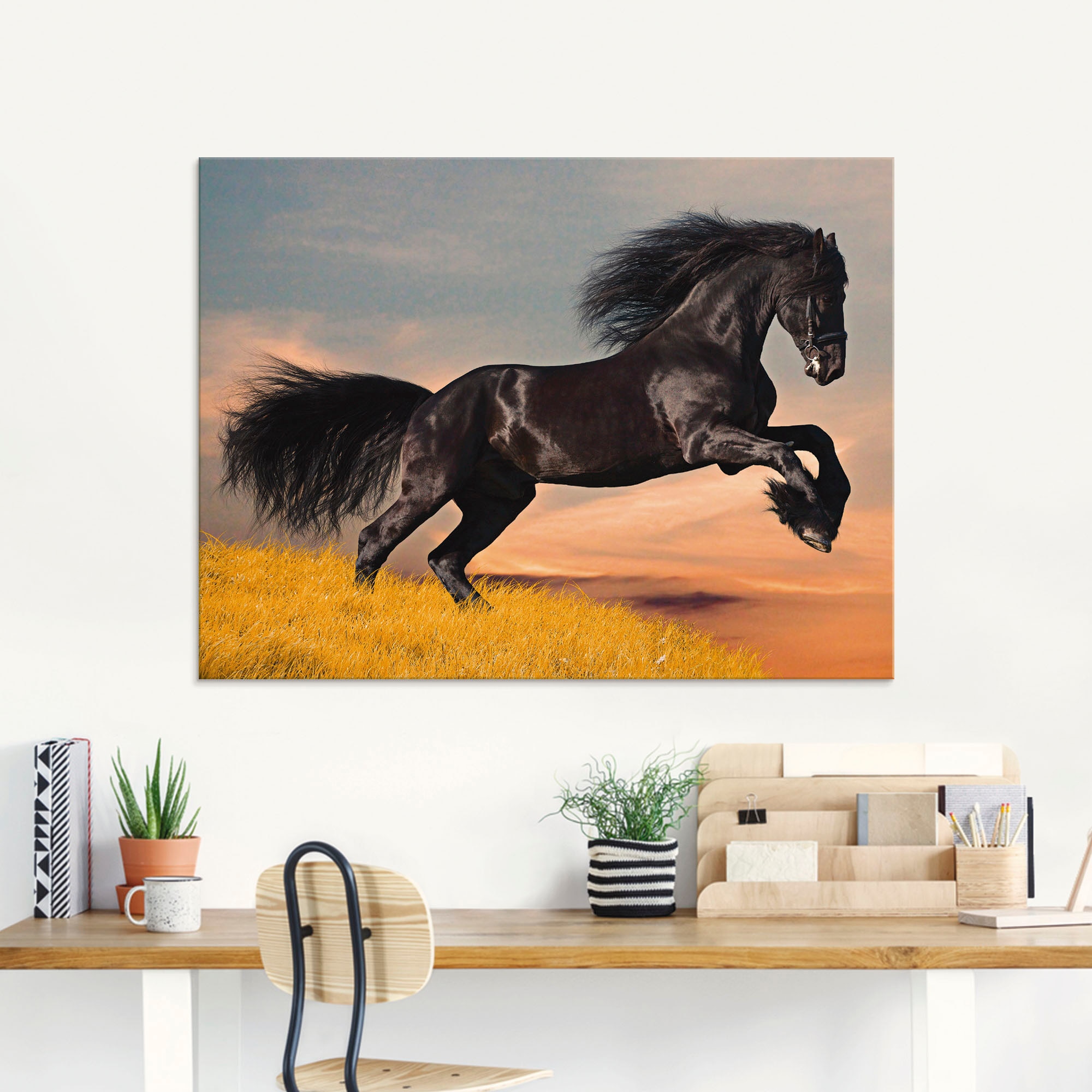 Artland Glasbild »Friesischer Hengstgalopp«, Haustiere, (1 St.), in verschiedenen Grössen