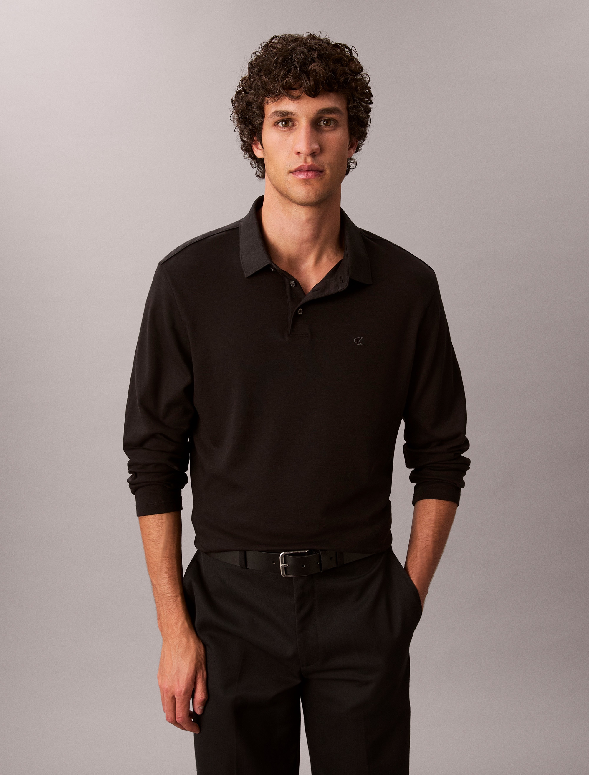 Calvin Klein Langarm-Poloshirt »LS SUPIMA COTTON SOLID POLO« regular fit mit Rundhalsausschnitt