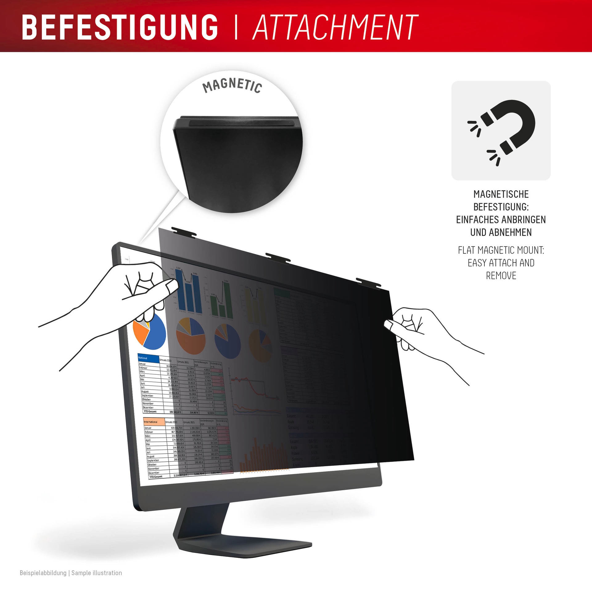 Displex Displayschutzfolie »Privacy Safe Blickschutzfilter«, für Universell für Monitore mit 27 (16:10), Blickschutzfolie, Schutzfolie, Bildschirmschutz, kratz- & stossfest