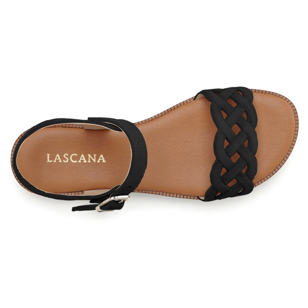 LASCANA Sandale, Sandalette, Sommerschuh aus Leder mit Cut-Outs und weicher Innensohle