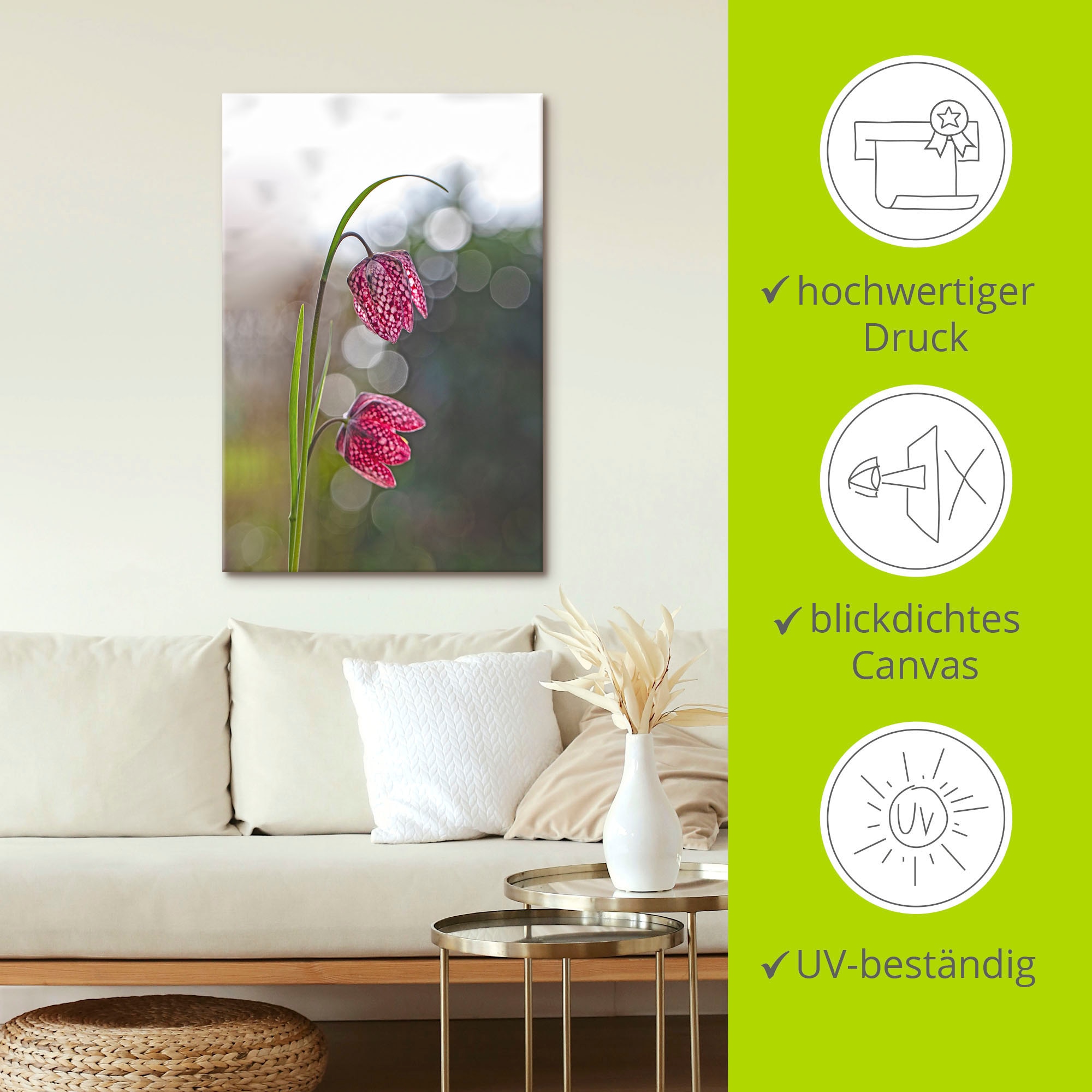 Artland Leinwandbild »Schachbrettblume«, Blumenbilder, (1 St.), auf Keilrahmen gespannt