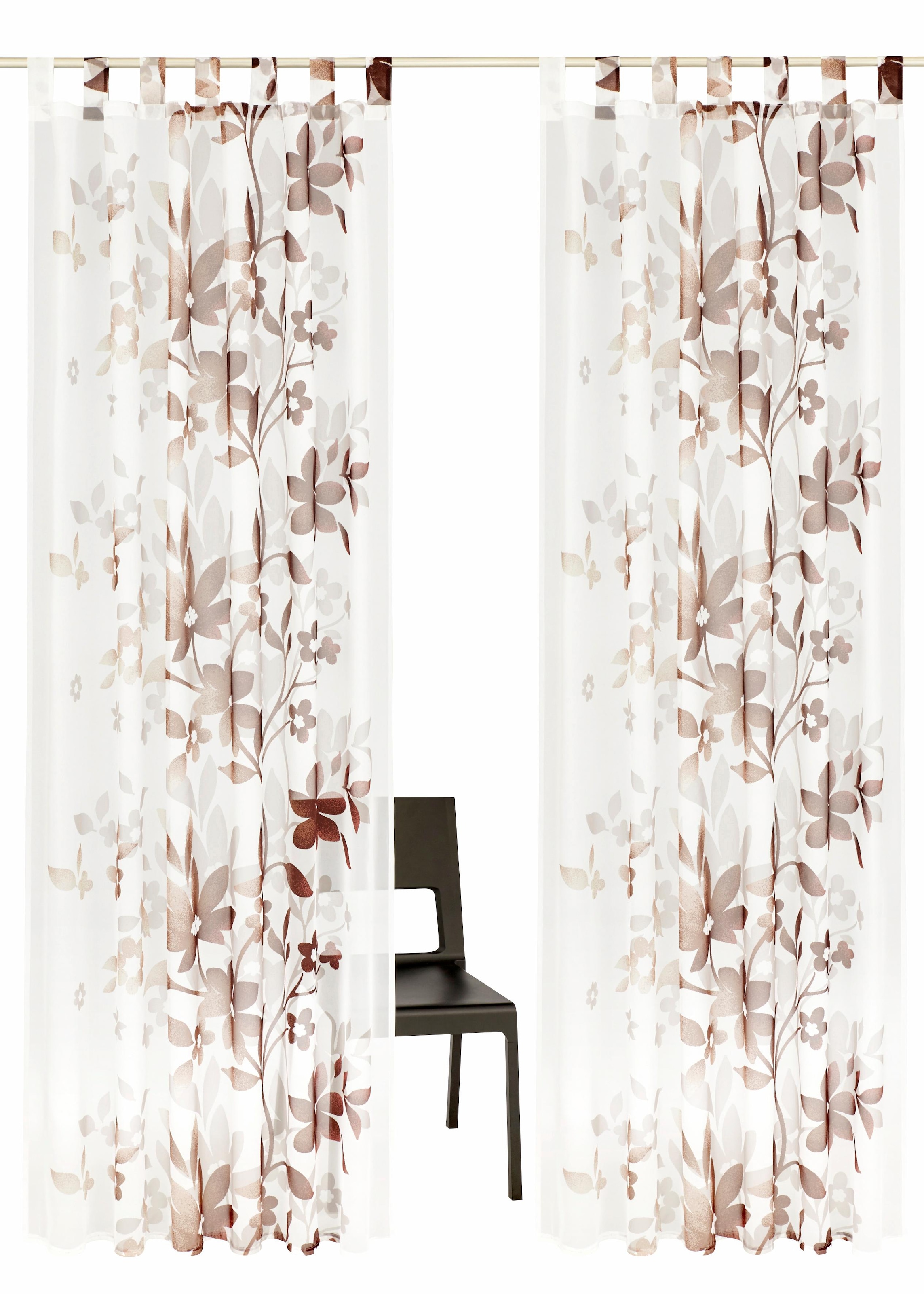 Home affaire Gardine »Ina«, (2 St.), 2-er Set, einseitig floral bedruckt, Voile, Blumen