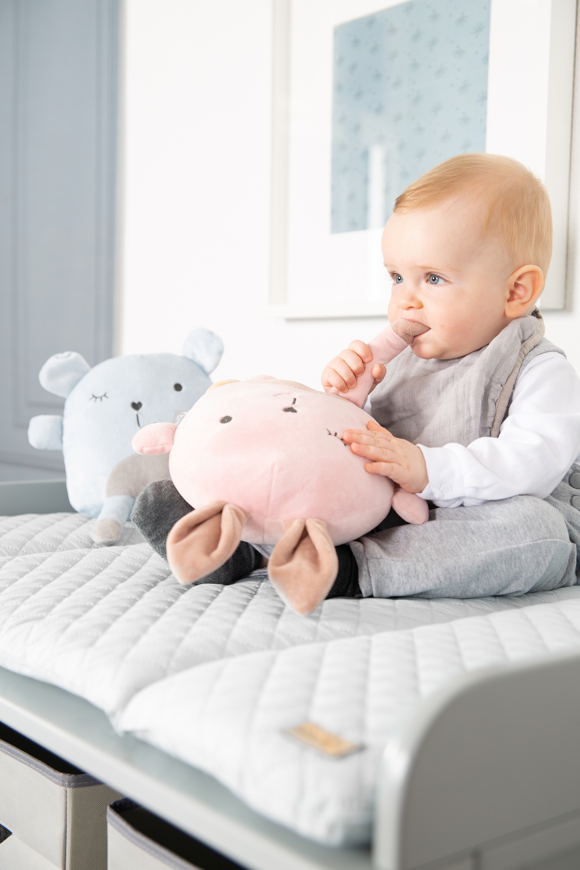roba® Wickelauflage »Style, Soft, silberfarbengrau«, mit aufgesticktem Gesicht