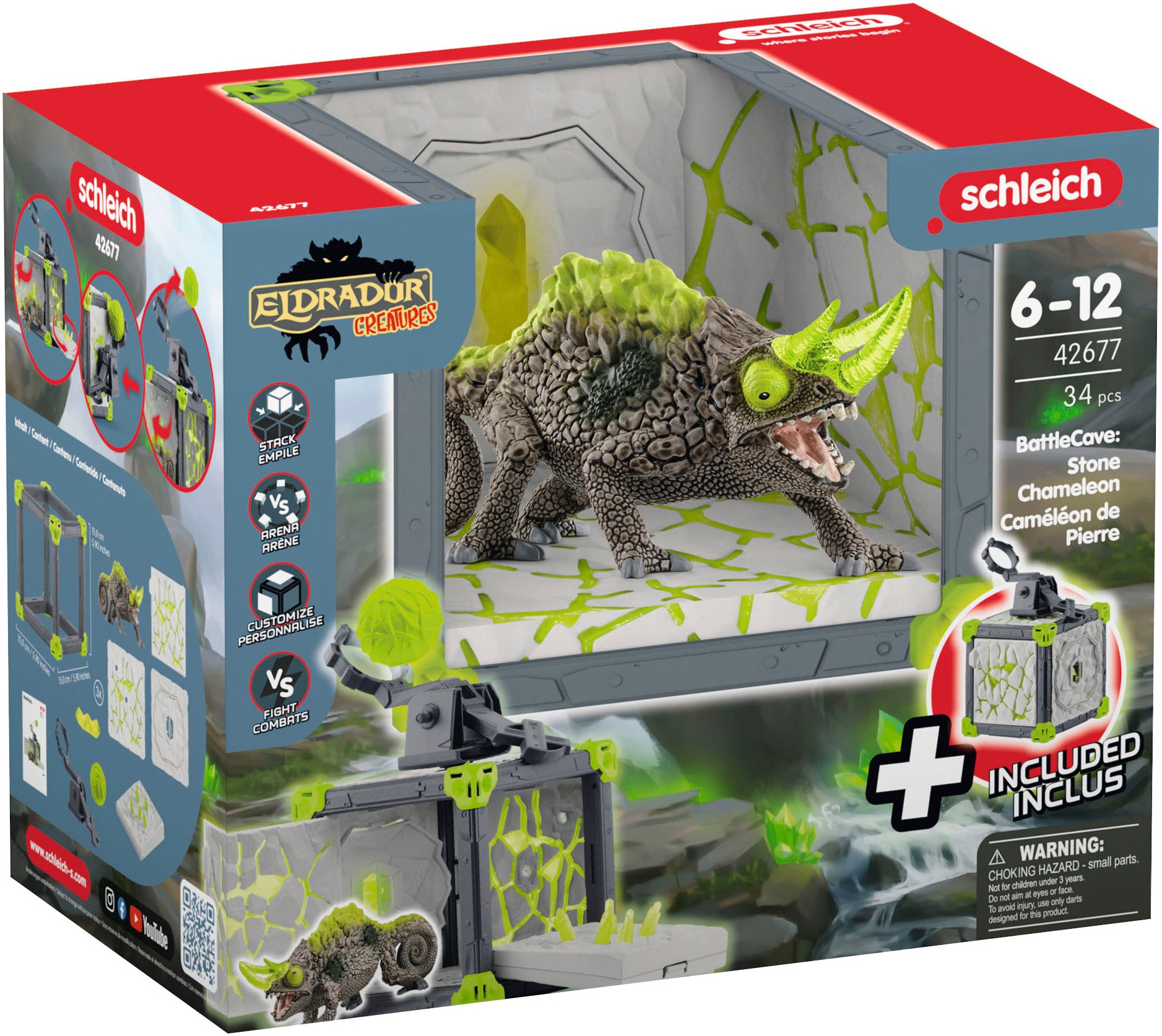 Schleich Spielfigur "ELDRADOR CREATURES, BattleCave Steinchamäleons (42677)"