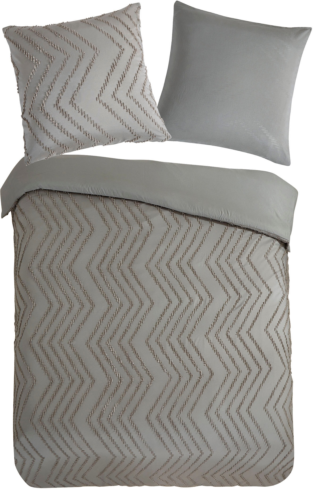PURE luxury collection Bettwäsche »Zigzag«, Mikrofaser, 135x200, 2 Teilig, Pflegeleicht, Reissverschluss, Luxe, Uni