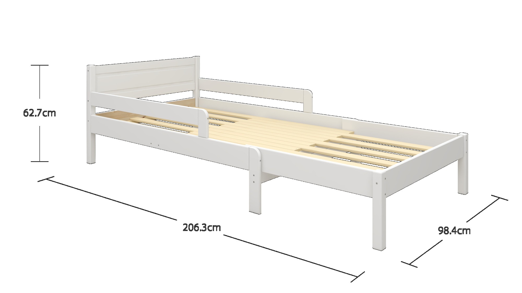 OTTO home Kinderbett »Hero, Bett, Massivholzbett, ausziehbar von 140 bis 200 cm«, aus massiver Kiefer, inklusive Lattenrost, Kassettenoptik, FSC®