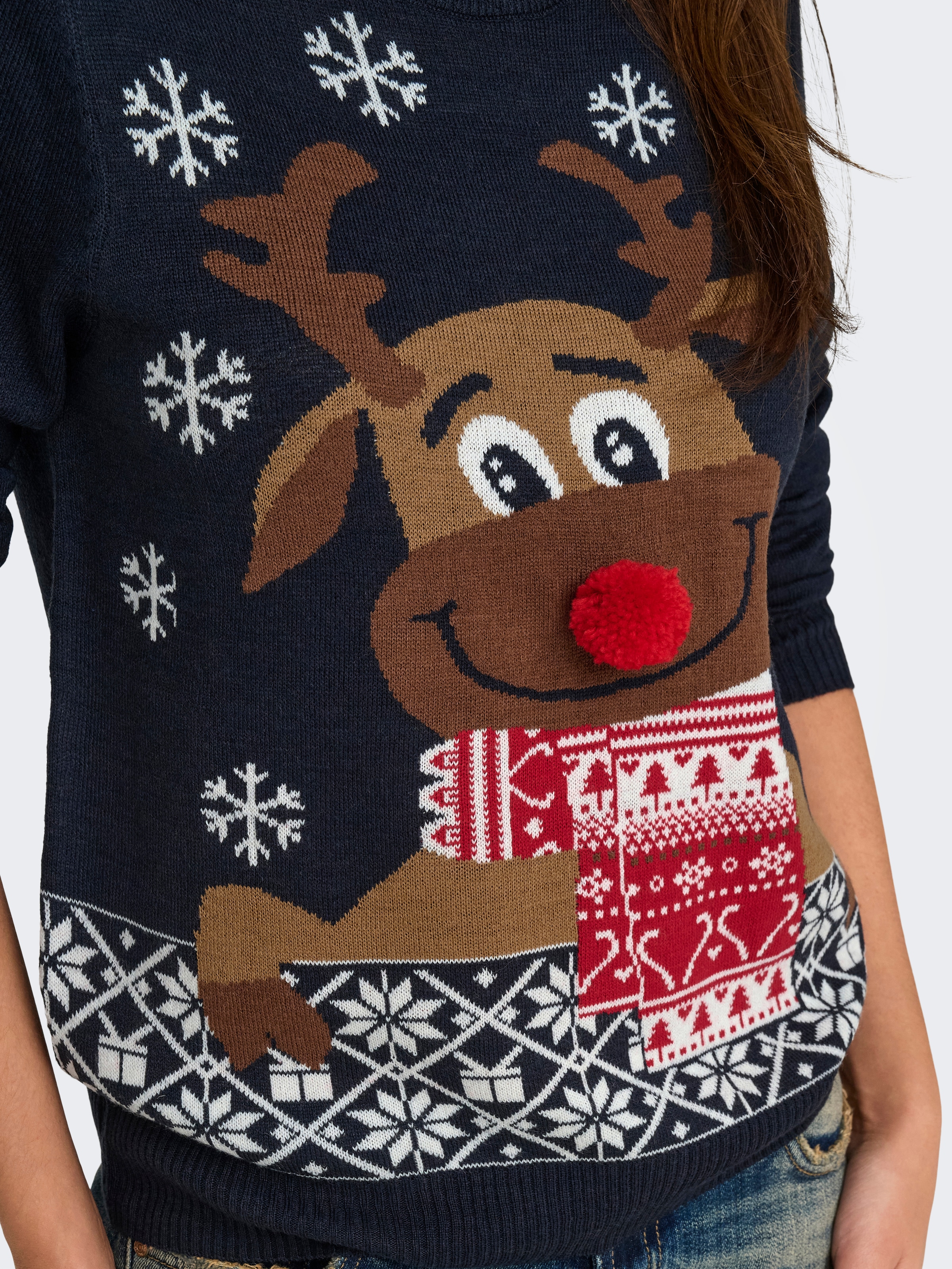 ONLY Weihnachtspullover »ONLXMAS LS O-NECK MIX DETAIL BOX KNT«