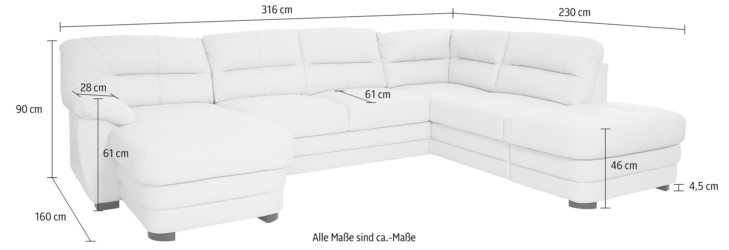 COTTA Polstergarnitur »Royale U-Form«, (Set), Set bestehend aus: Wohnlandschaft & Hocker