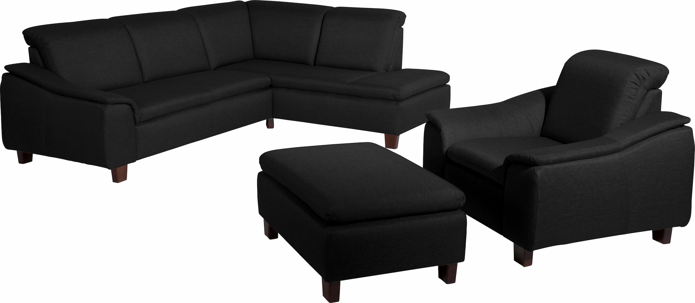 Max Winzer® Ecksofa »Alessio, aktuelle Mattenoptik, geschwungene Formensprache, bequem«, mit abgerundeter Rückenlehne, Ottomane wahlweise links oder rechts