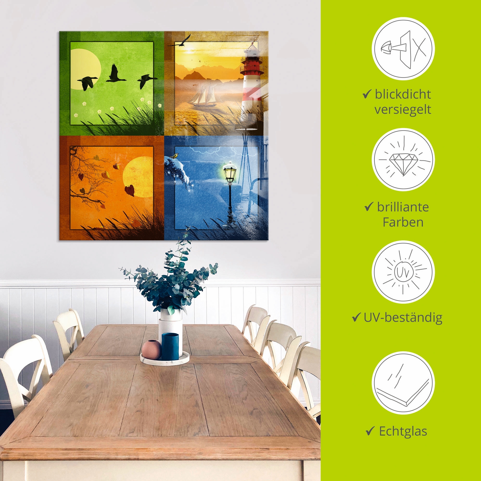 Artland Glasbild »Alle 4 Jahreszeiten«, Vier Jahreszeiten, (1 St.), in verschiedenen Grössen