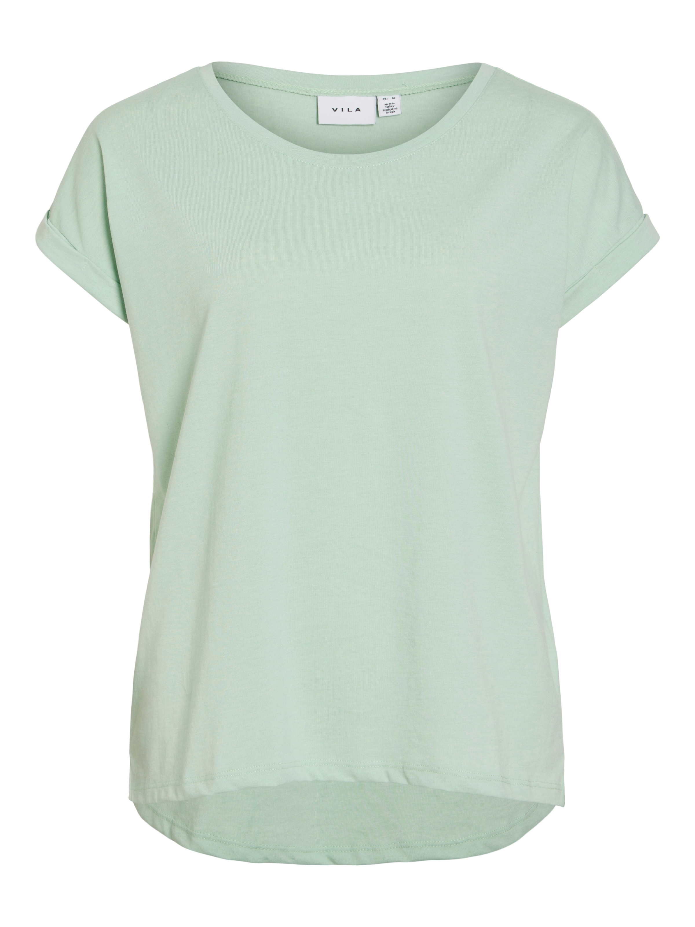 Vila Rundhalsshirt »VIDREAMERS NEW PURE T-SHIRT/SU-NOOS«, Basic Damen-T-Shirt mit Rundhalsausschnitt und umgeschlagenen Ärmeln