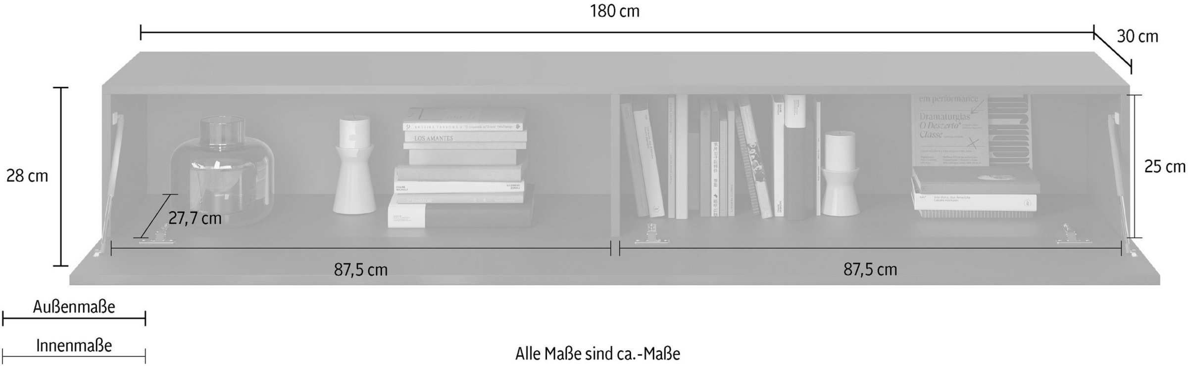 INOSIGN Lowboard »Snake Breite 180 cm, modernes TV-Board hängend mit 1 Klappe,«, TV-Möbel, TV-Schrank, Front mit Siebdruck
