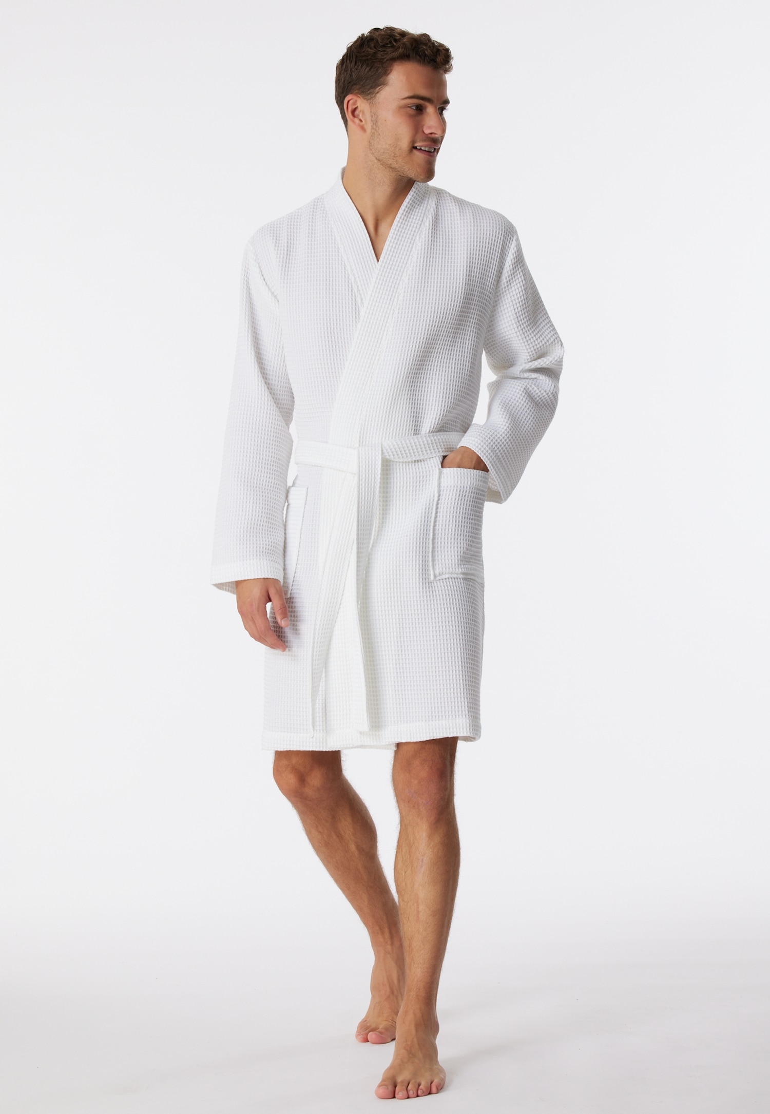 Schiesser Herrenbademantel »Essentials« mit Bindekordel, Kimono-Schnitt