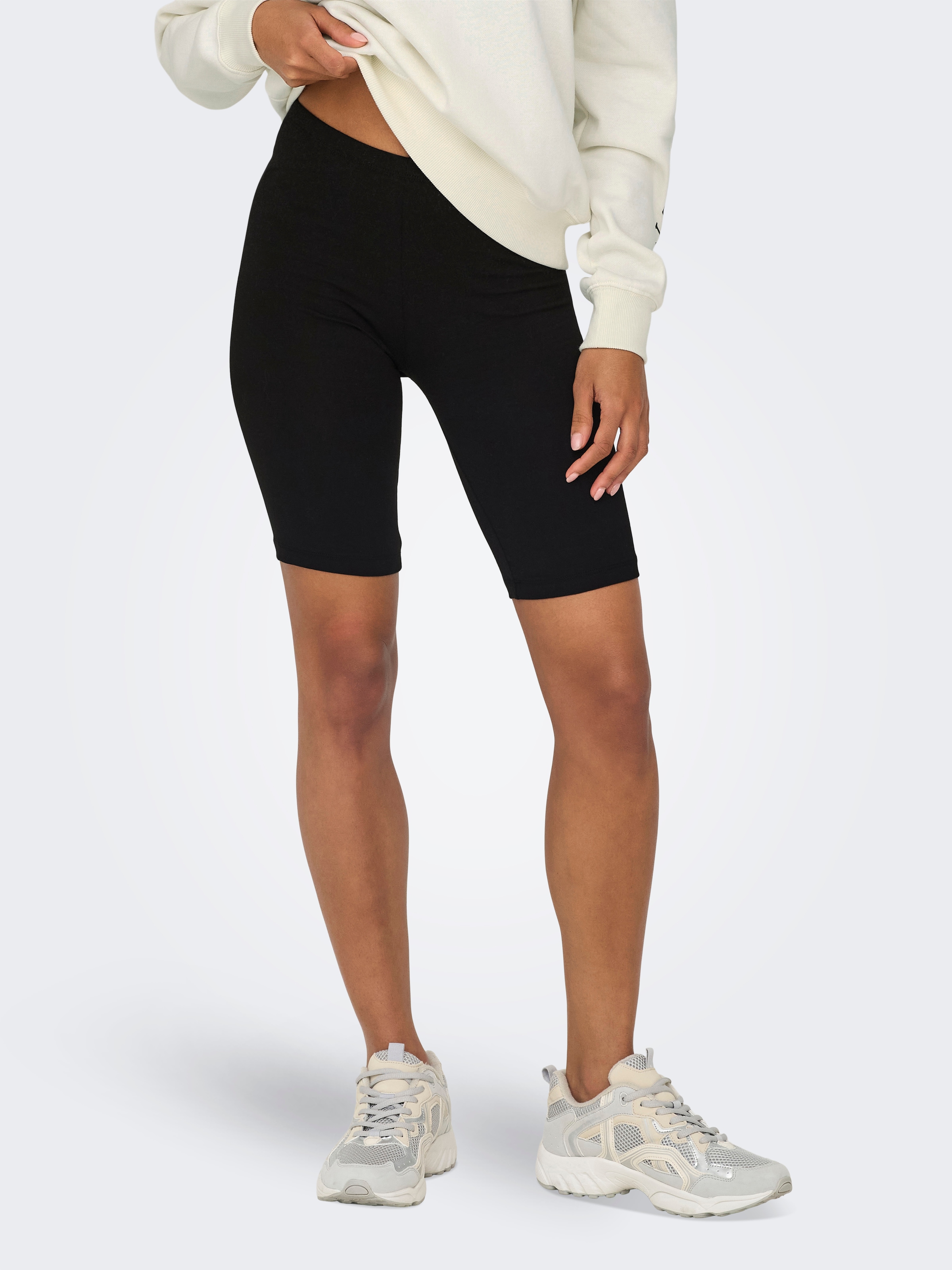 ONLY Radlerhose »ONLLIVE – Bikershorts im Doppelpack mit elastischem Bund«, (Set, 2 tlg.), modisch, Jersey, slim fit, Baumwollmischung