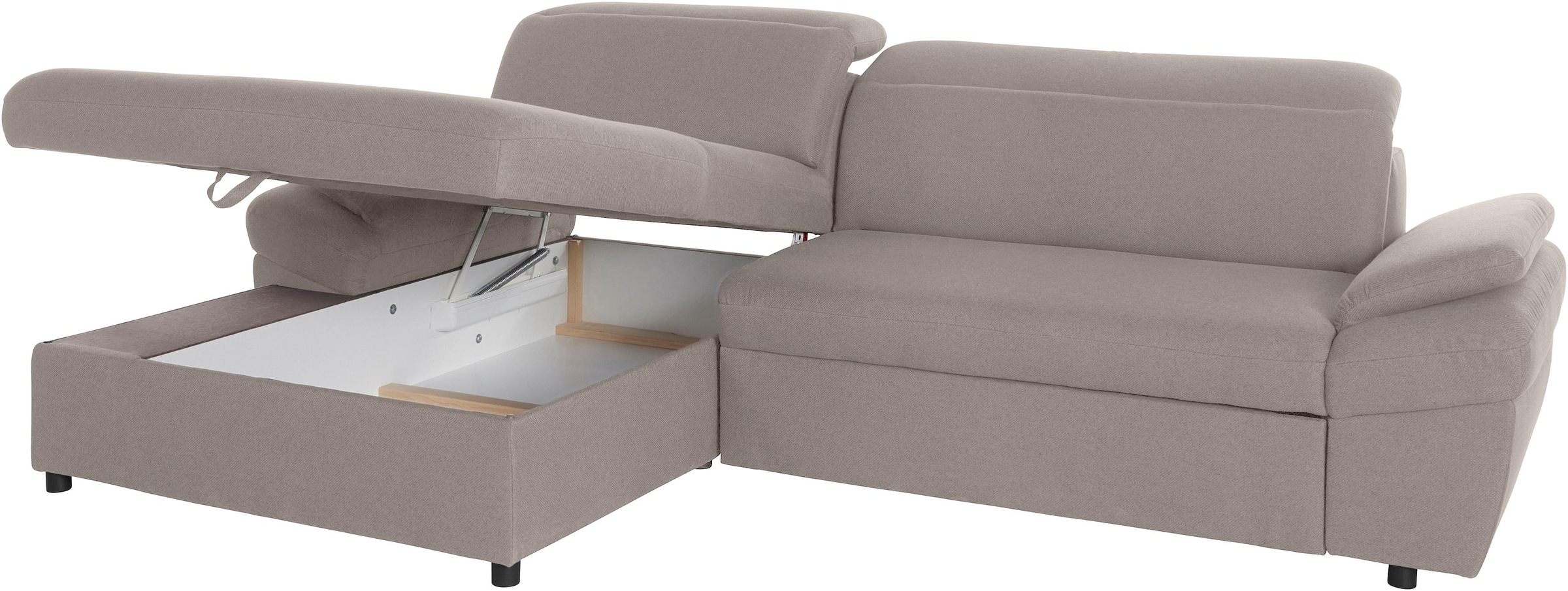 exxpo - sofa fashion Ecksofa »Kyoto, inkl. Kopfteil- und Armteilverstellung, hoher Sitzkomfort«, wahlweise mit Bettfunktion und Bettkasten, hochwertige Bezüge, L-Form