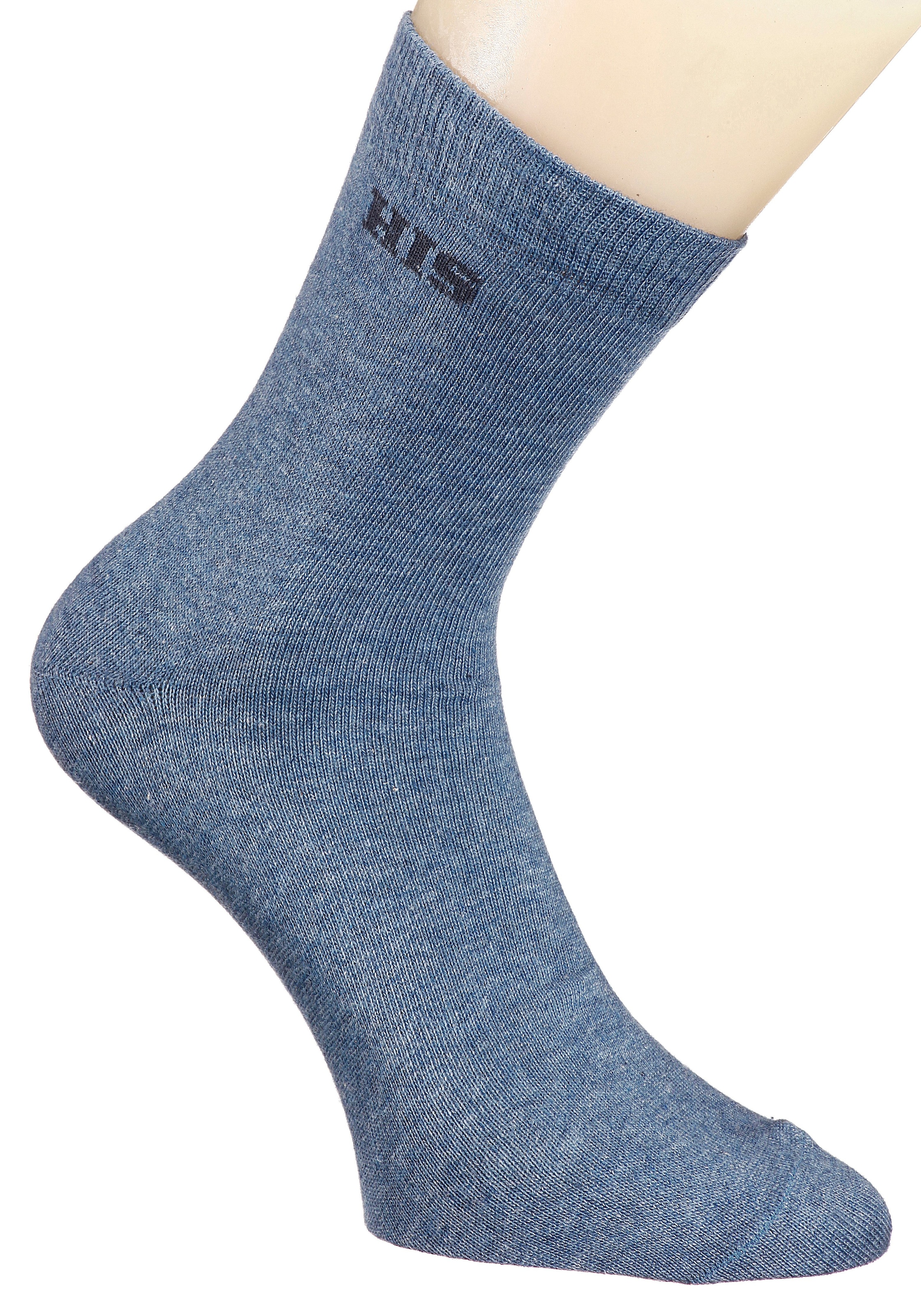 H.I.S Basicsocken, (Set, 4 Paar), mit eingestricktem Markenlogo