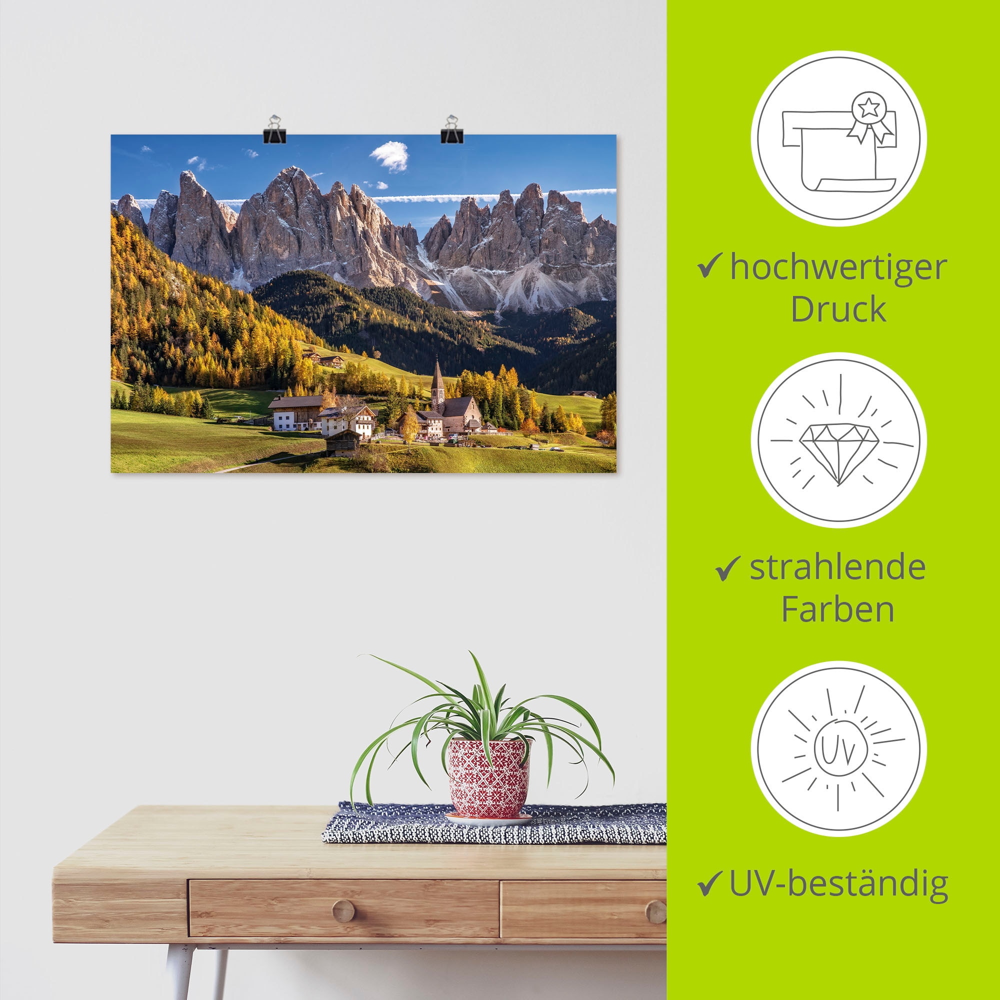 Artland Wandbild »Herbst in Südtirol«, Berge & Alpenbilder, (1 St.), als Leinwandbild, Poster in verschied. Grössen