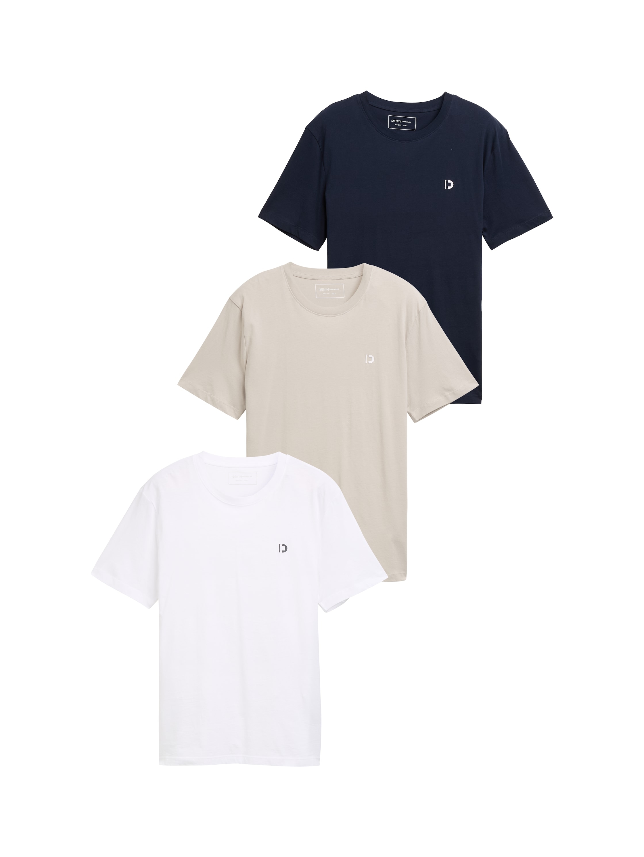 TOM TAILOR Denim T-Shirt, (Packung, 3 tlg.), mit Logo Print