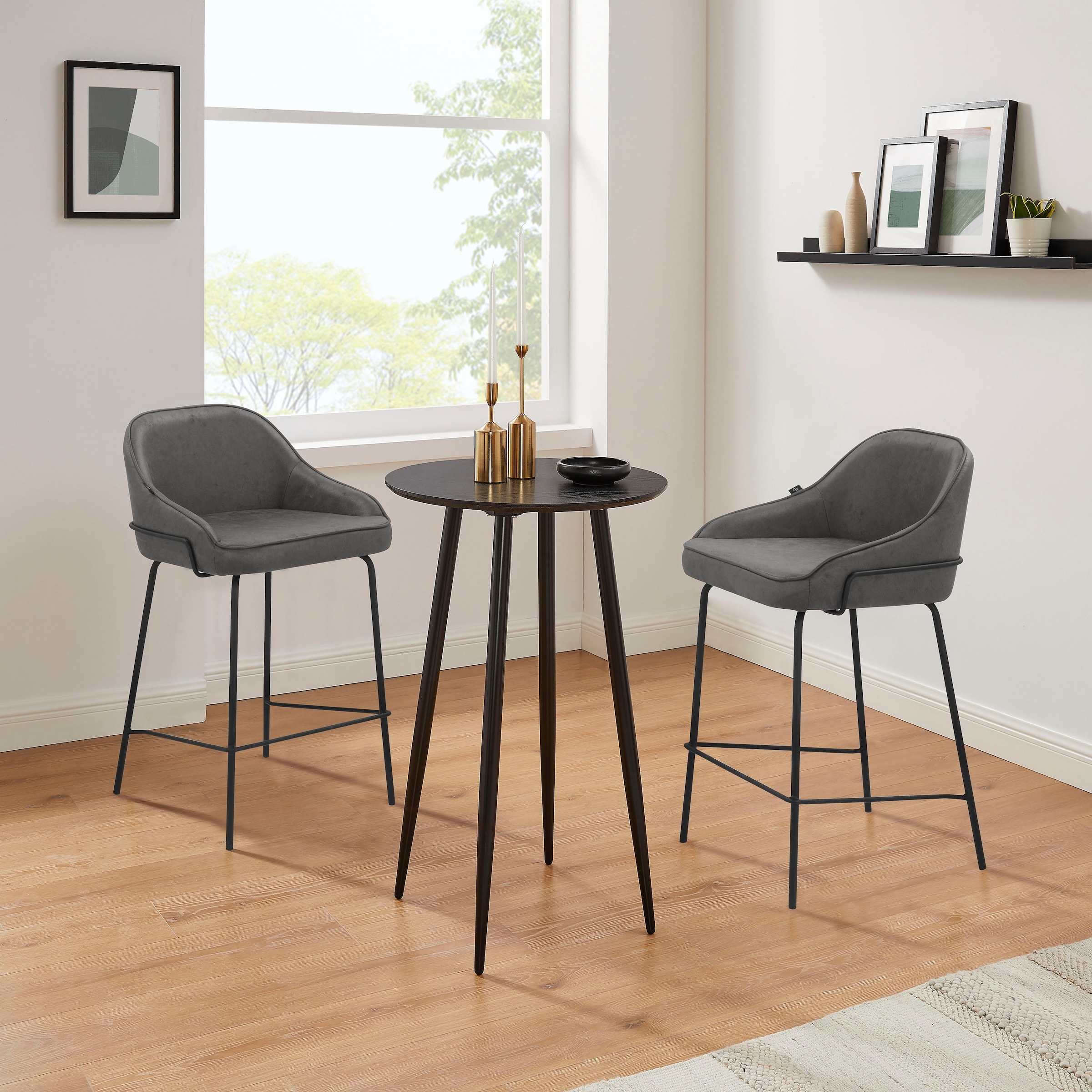 Leonique 4-Fussstuhl »Puant«, 2 St., Luxus-Microfaser, mit Stoff aus Polyester/recyceltem Polyester, Sitzhöhe 65 cm