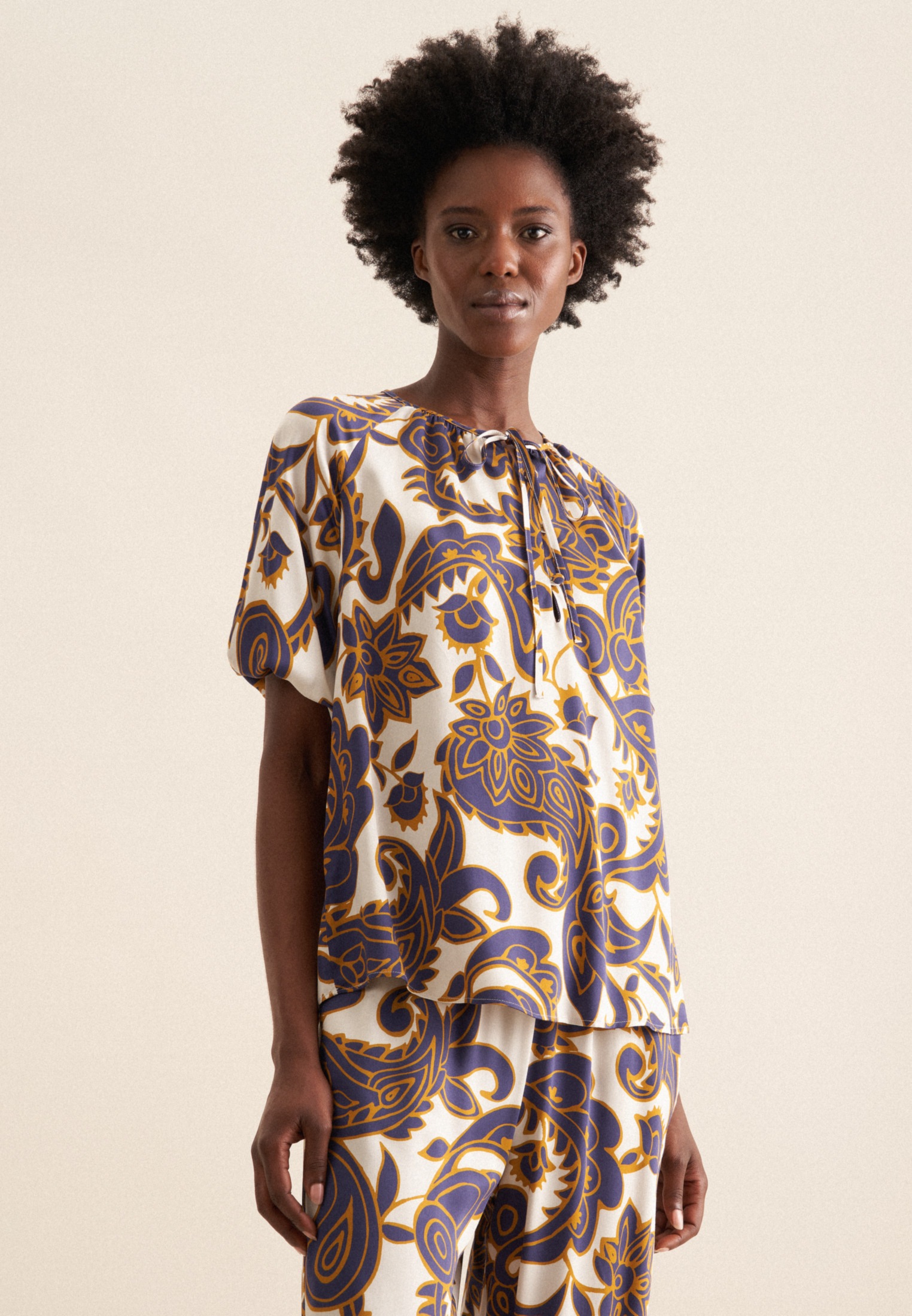 seidensticker Shirtbluse »Schwarze Rose« 1/2 Rundhals Paisley