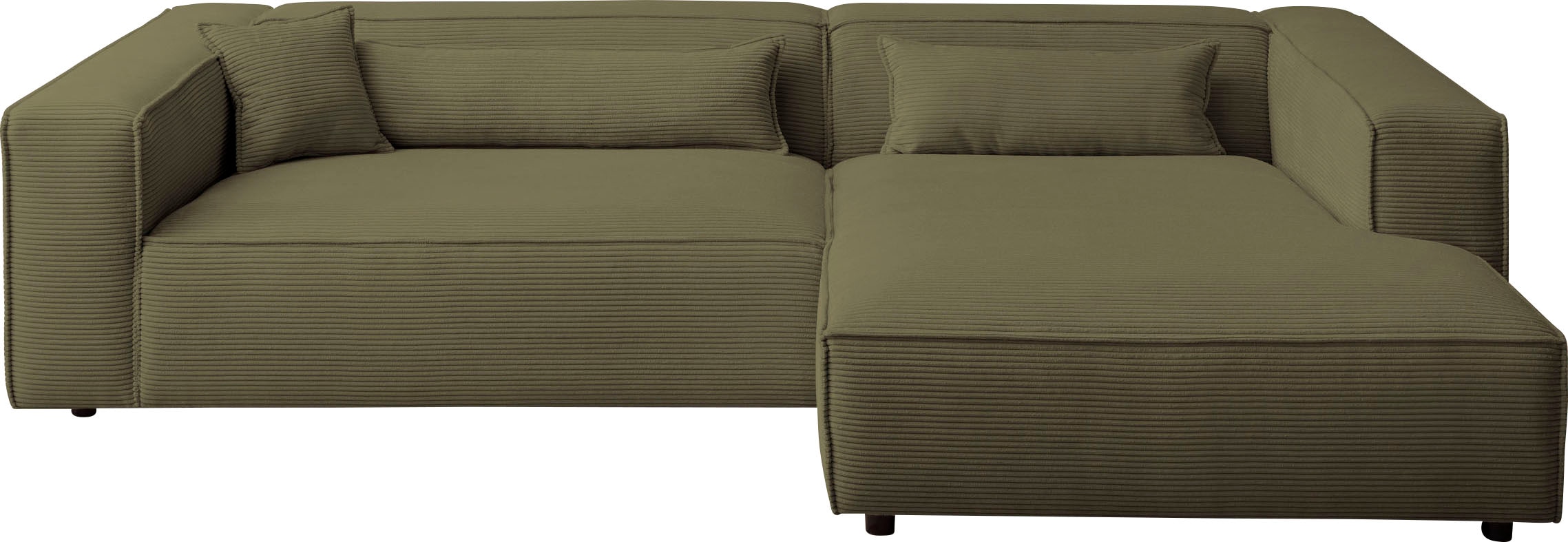 LeGer Home by Lena Gercke Ecksofa »PIARA XXL, Big-Sofa in Cord oder Leinenoptik, L-Form, mit Kedernaht«, wahlweise Ottomane rechts/links, schwarze Füsse, extra tiefe Sitzfläche