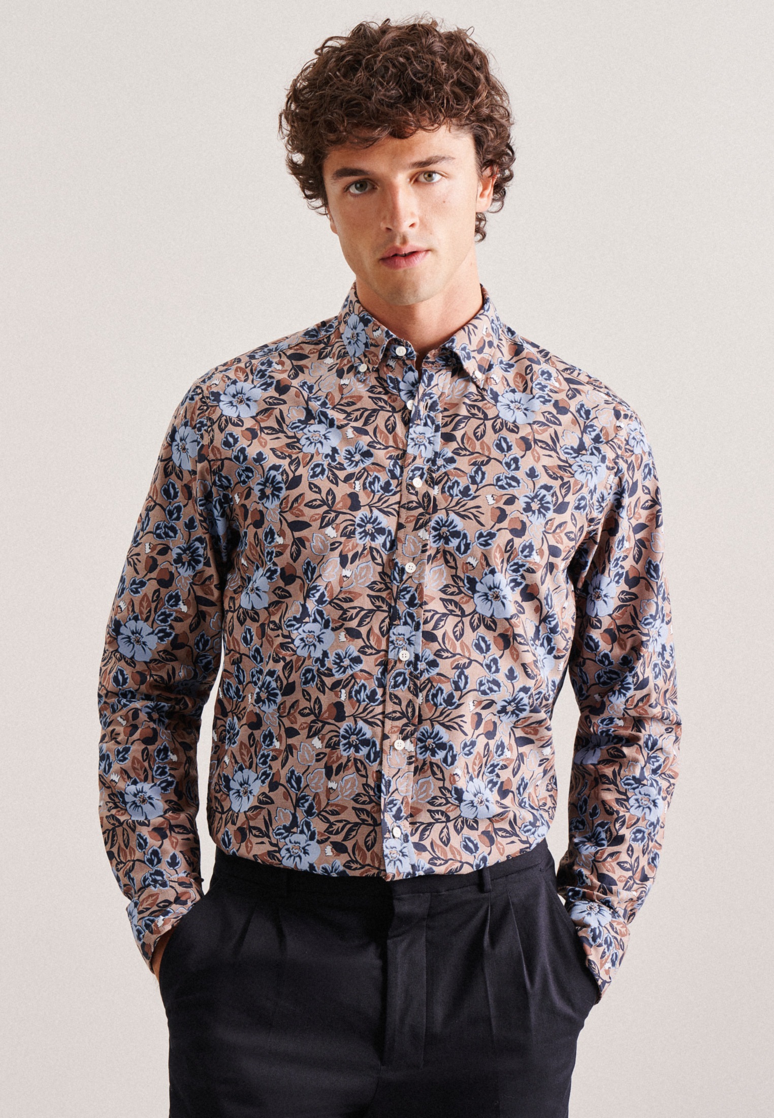 seidensticker Businesshemd »Regular« Regular 1/1 Button-Down-Kragen Druck