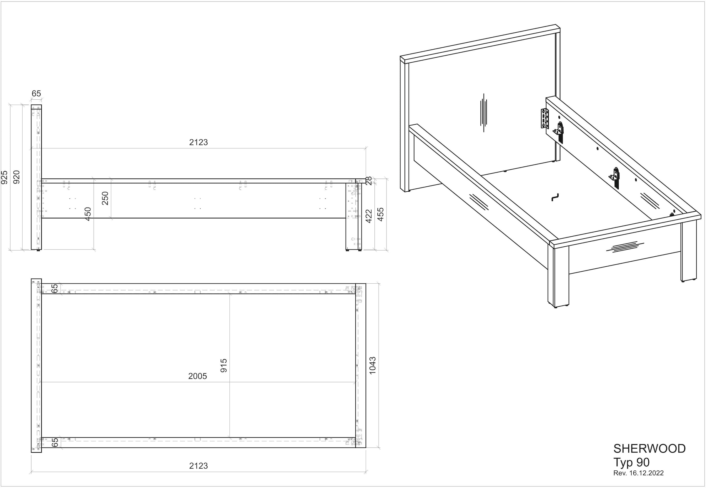 Home affaire Einzelbett »SHERWOOD Liegefläche 90/140 oder 180x200 cm«, aus FSC®-zertifiziertem Holzwerkstoff, rustikaler Landhausstil