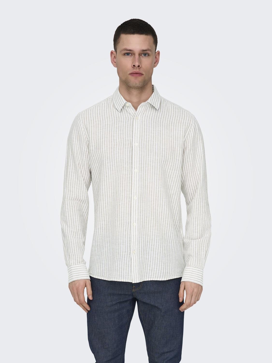 ONLY & SONS Kurzarmhemd »ONSCAIDEN LS STRIPE LINEN SHIRT 660 NOOS«