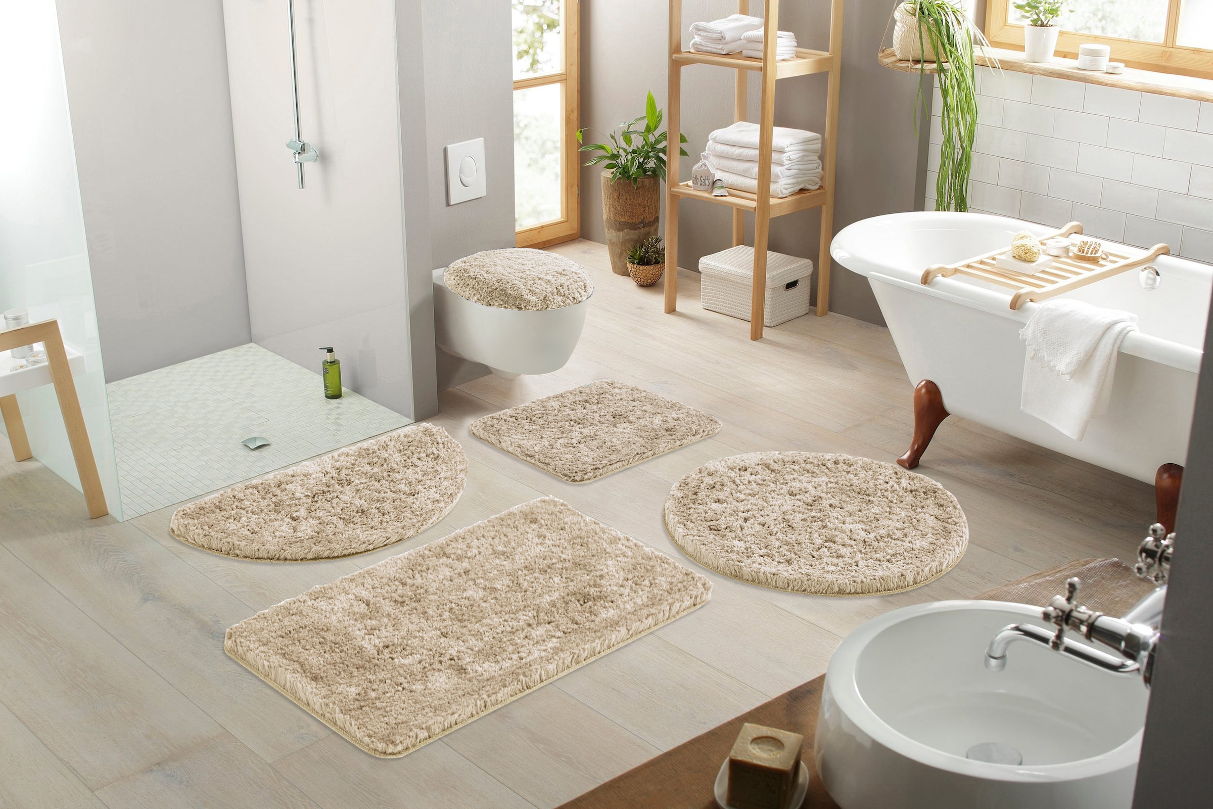 Guido Maria Kretschmer Home&Living Badematte »Micro exclusiv, Badvorleger, Badezimmer Teppich«, rutschhemmend beschichtet, strapazierfähig-schnell trocknend-fussbodenheizungsgeeignet, Badteppich, Badematten auch als 3 teiliges Set & rund erhältlich