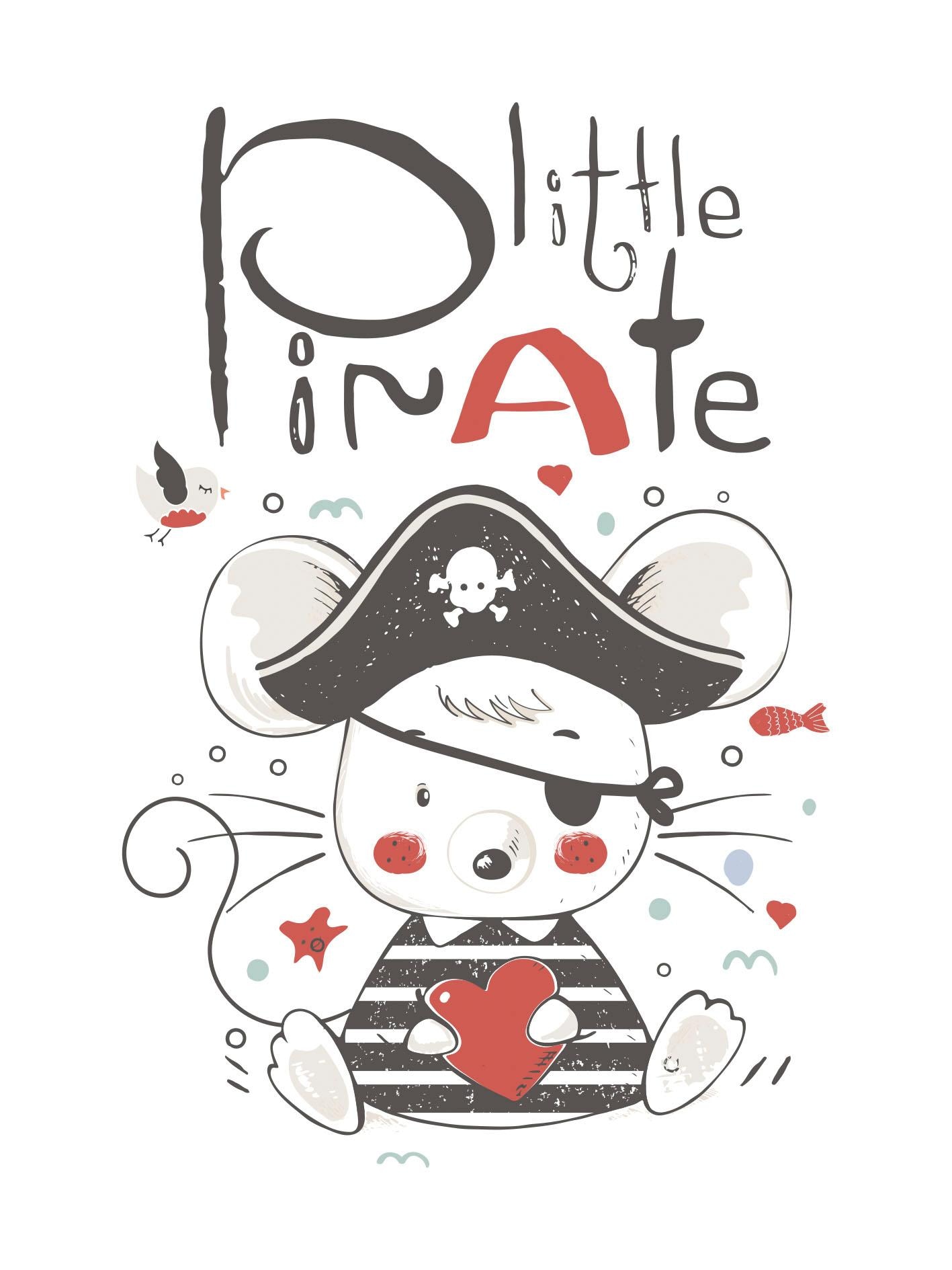 queence Leinwandbild »Little Pirate«, Kunst-Tiere-Mäuse-Piraten-klassische Fantasie, Premium-Leinwandstoff, Handarbeit aus Deutschland
