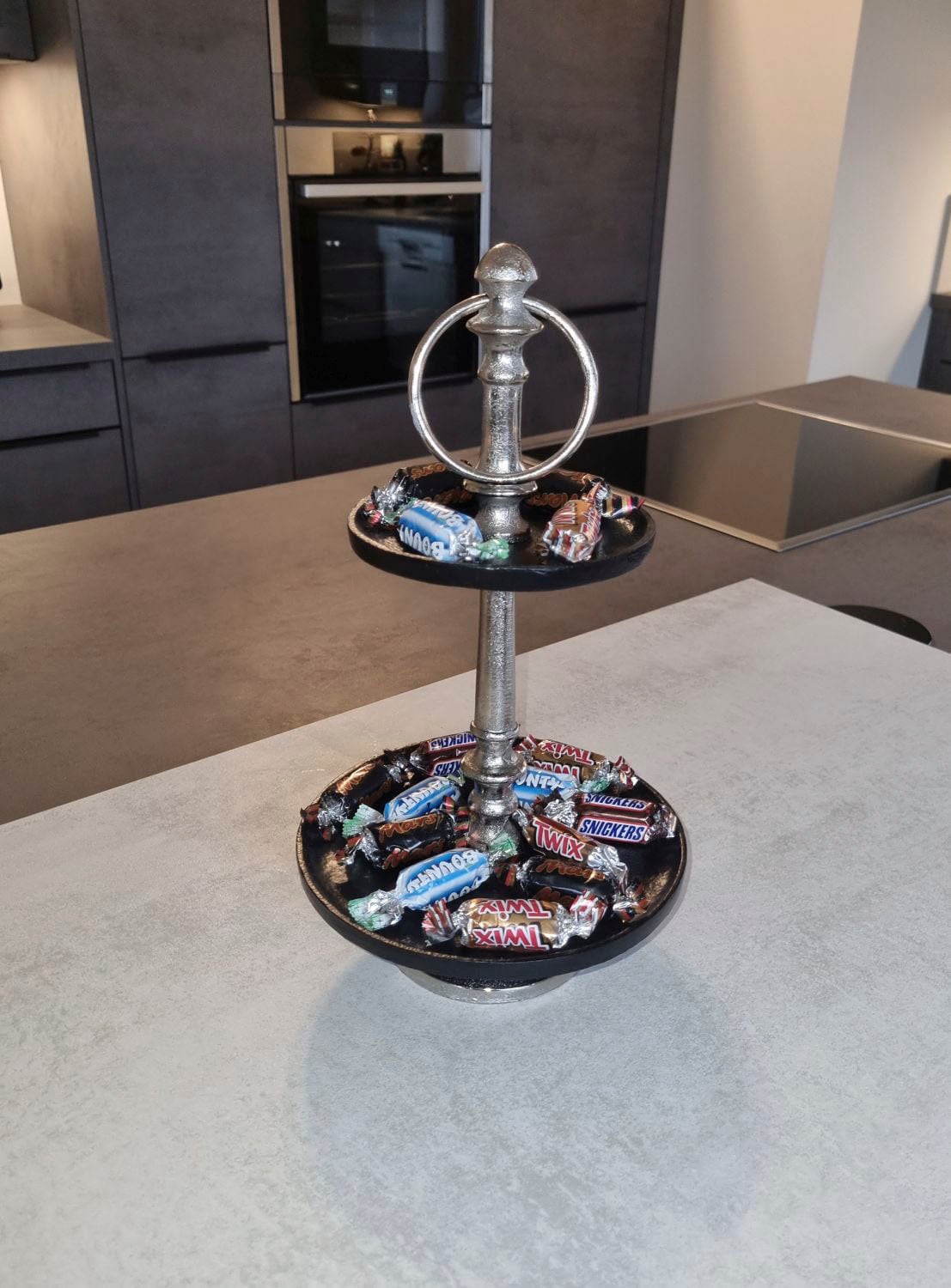 Ambiente Haus Etagere »Etagere 2 Stufen Silberfarben und Schwarz«, (1 tlg.)