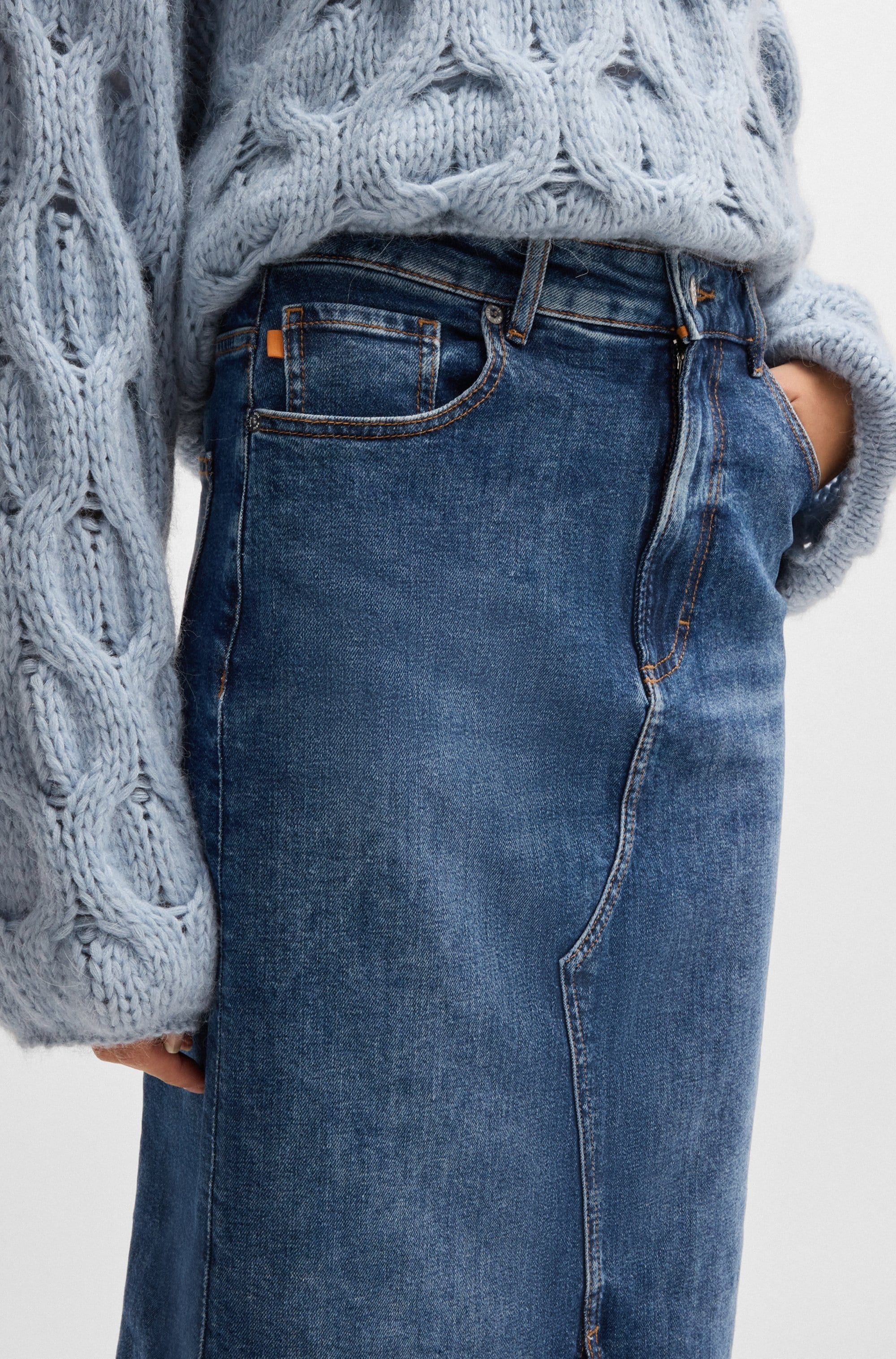 BOSS ORANGE Webrock »DENIM SKIRT MIDI Premium Damenmode«, widerstandsfähig