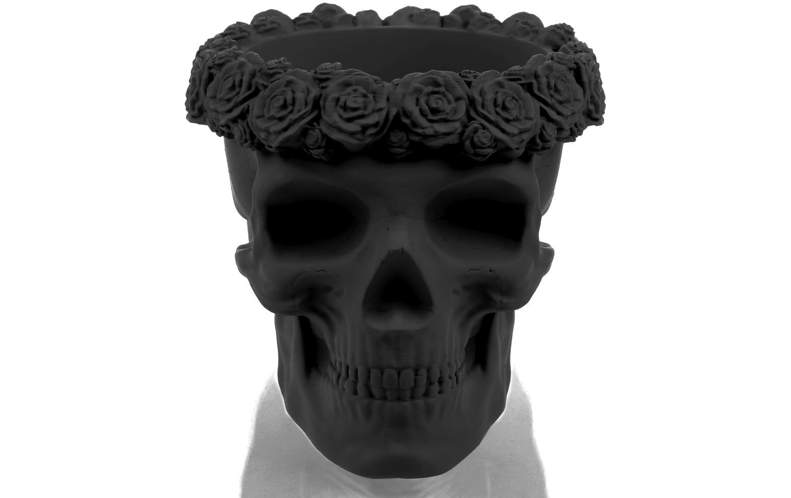 Blumentopf »Totenkopf Blumen 12 x 15 cm, Schwarz matt«