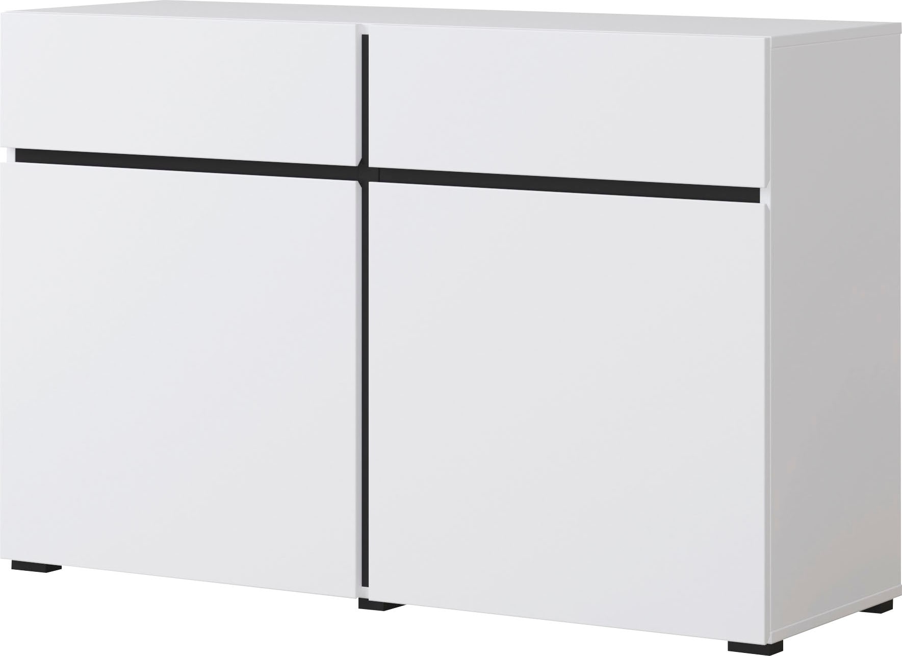 INOSIGN Sideboard »Cross,Breite 119,5 cm, moderne grifflose Kommode,2 Türen/2 Schubkästen«, Schubladenschrank,Anrichte mit viel Stauraum, Einlegeböden verstellbar