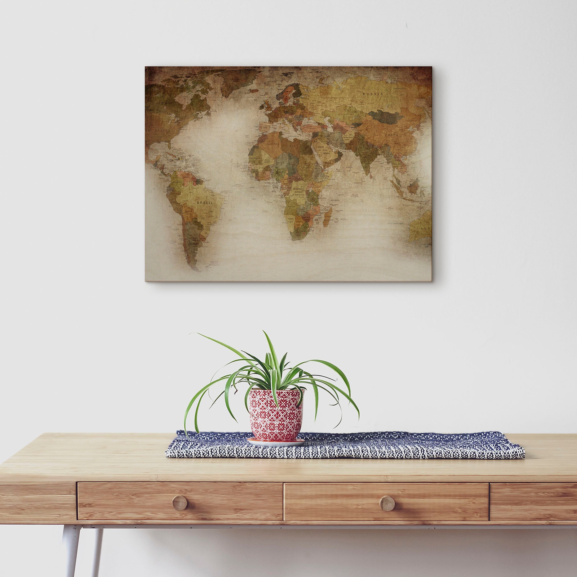Artland Holzbild »Weltkarte«, Landschaftsbilder, (1 St.)