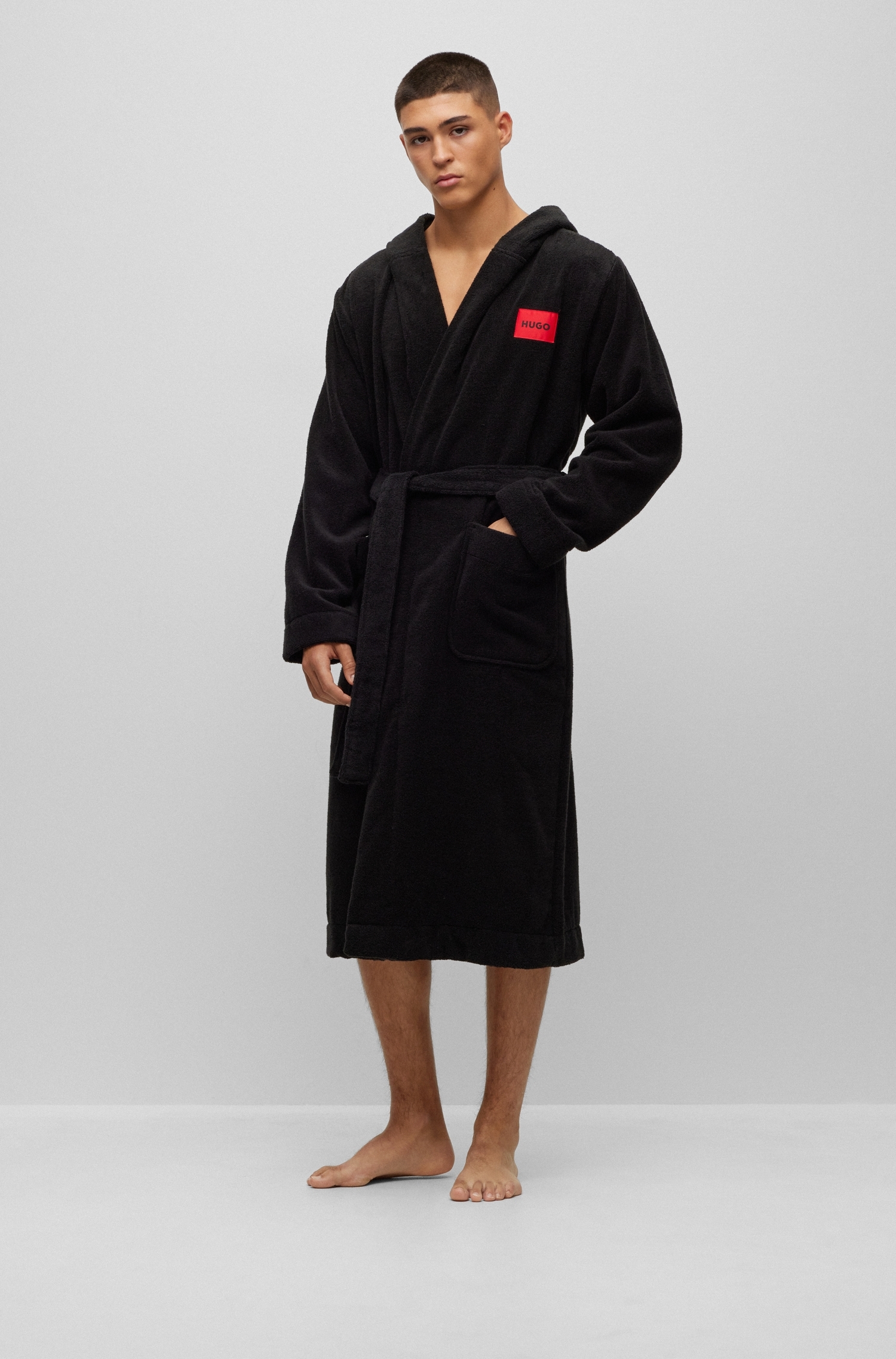 HUGO Underwear Bademantel »Terry Gown Hooded«, mit Kapuze & kontrastfarbenen Logo