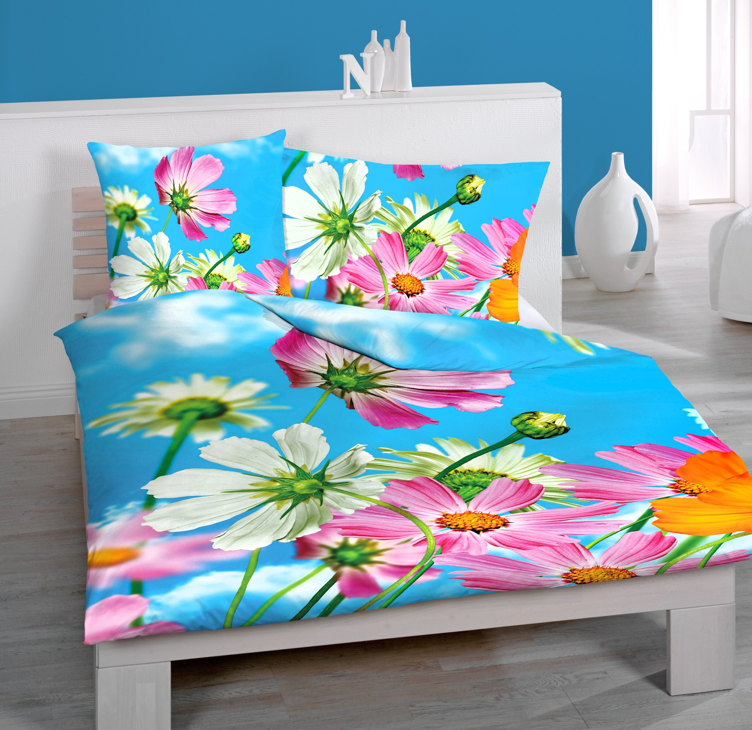 HOME FASHION Kissenbezug »Blume, Renforcé Digitaldruck«, (1 St.), verdeckter... kaufen
