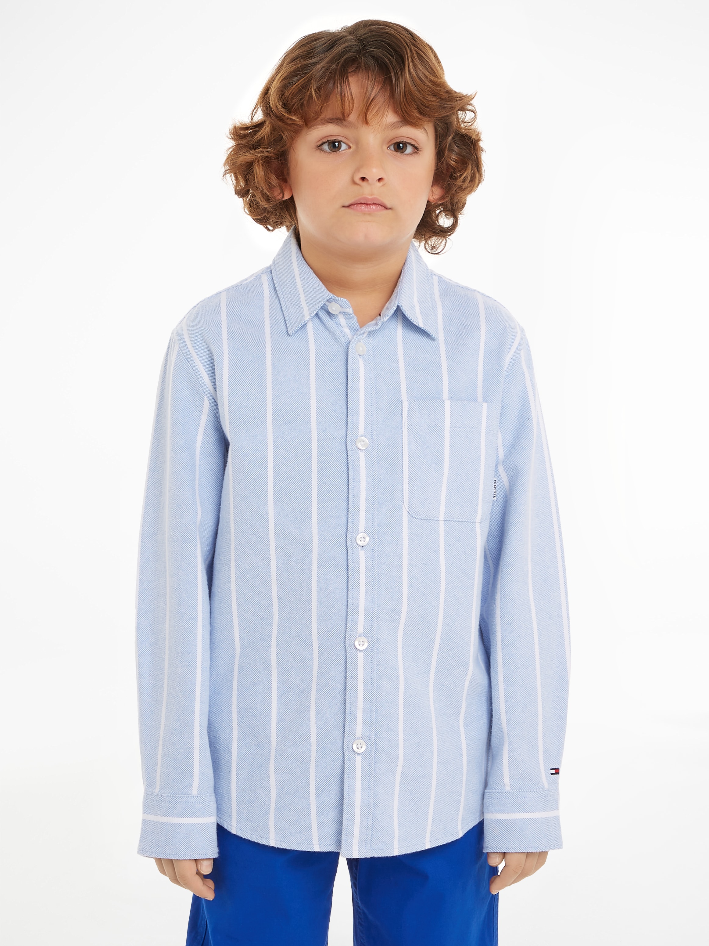 Tommy Hilfiger Langarmhemd »MONOTYPE STRIPES SHIRT LS«, Kinder bis 16 Jahre mit Logoprägung