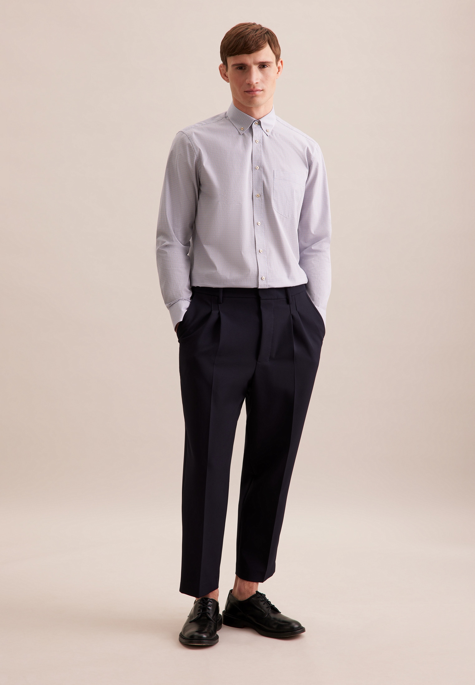 seidensticker Businesshemd »Regular« Regular 1/1 Button-Down-Kragen Druck